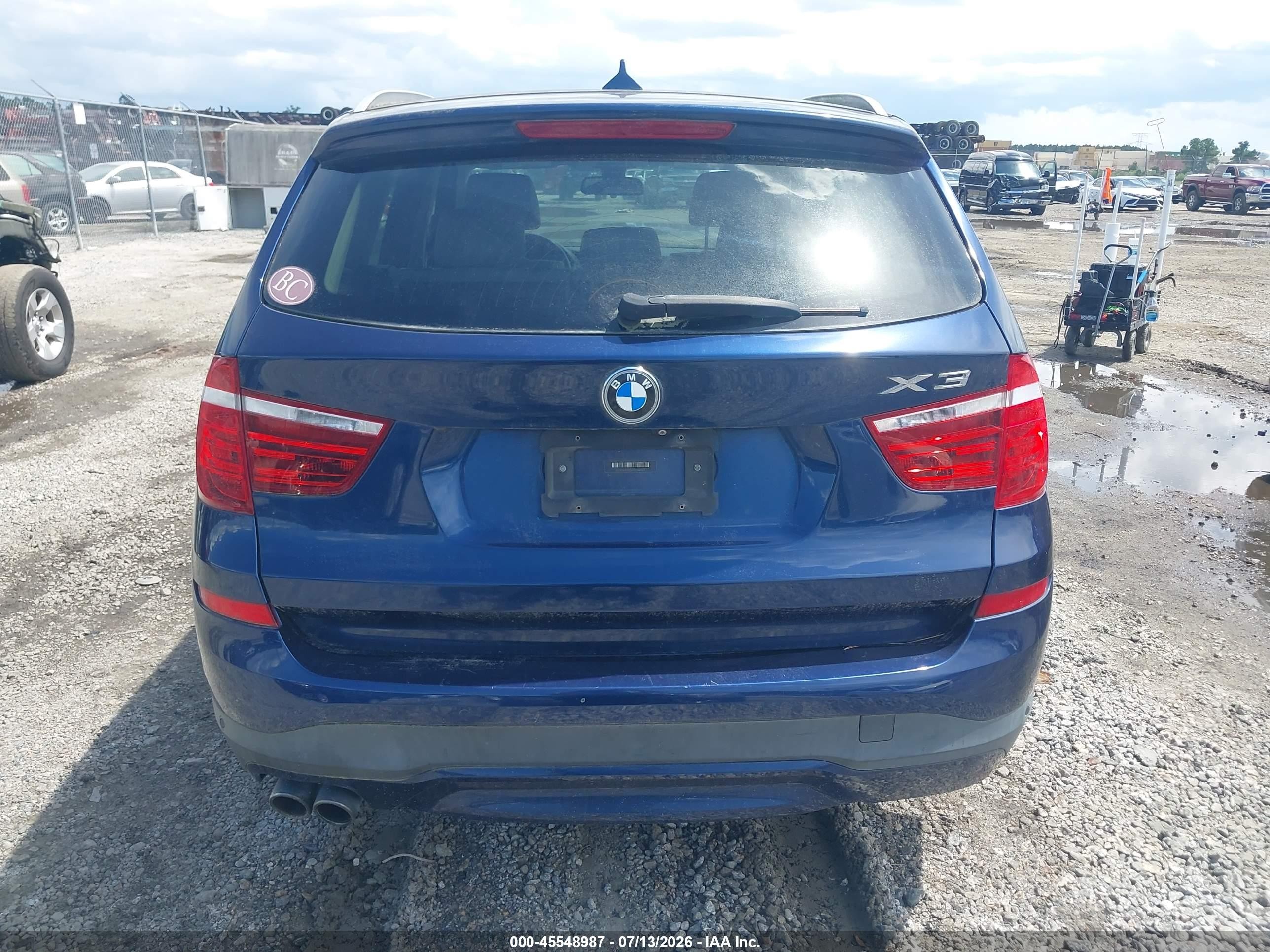 2015 Bmw X3 Xdrive28i Blue vin: 5UXWX9C56F0D46663