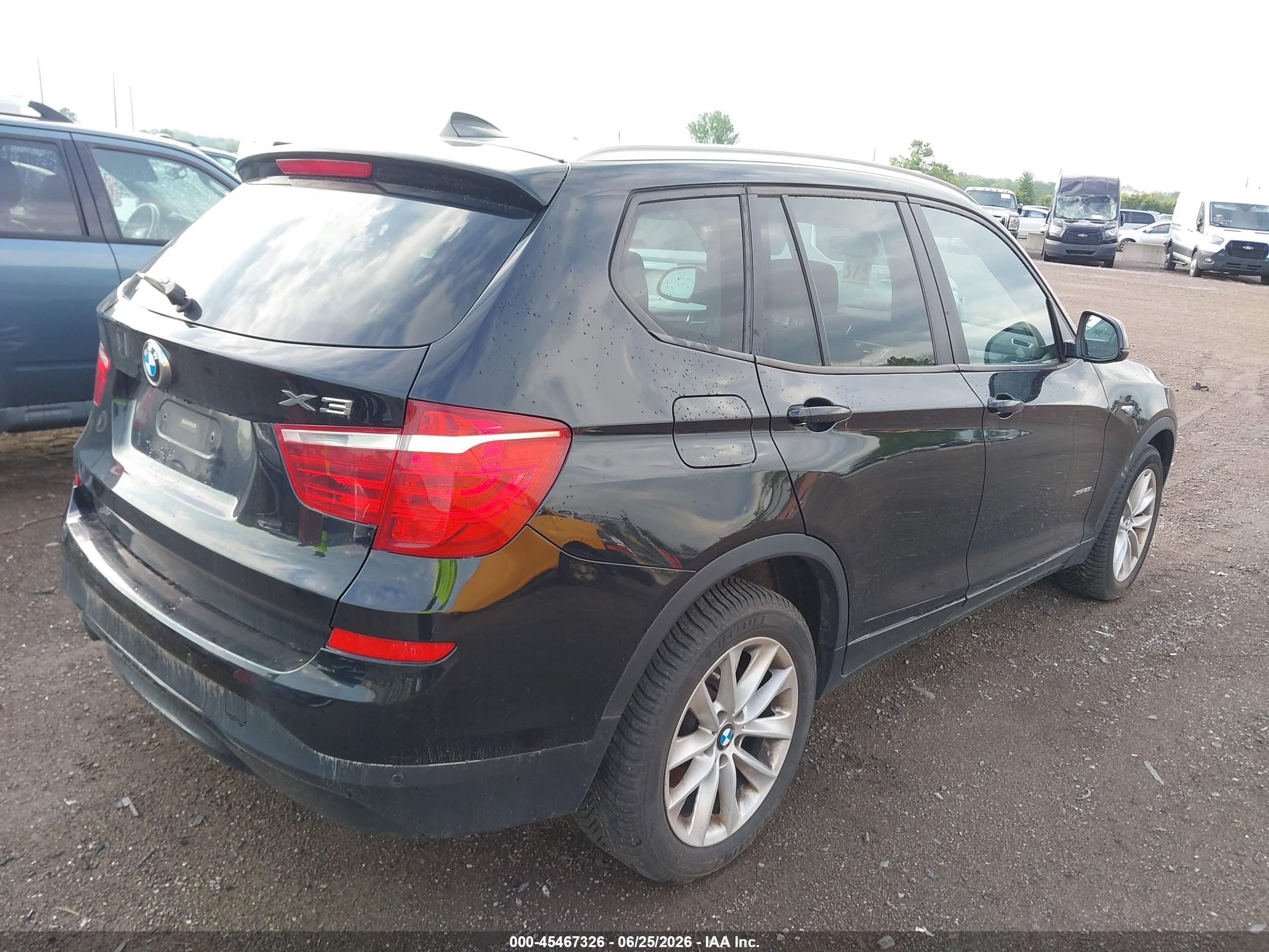 2015 Bmw X3 Xdrive28i Black vin: 5UXWX9C56F0D48283