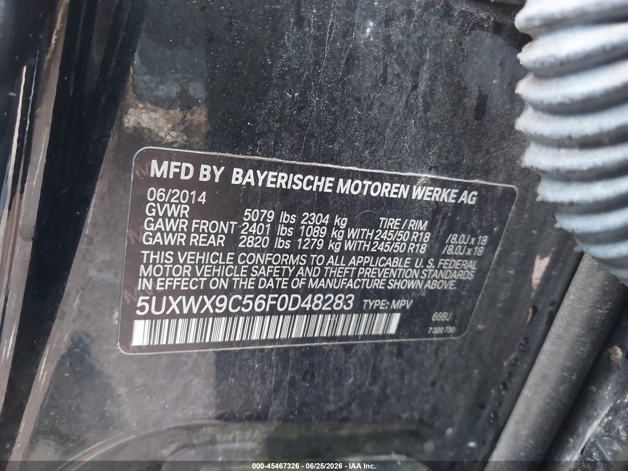 2015 Bmw X3 Xdrive28i Black vin: 5UXWX9C56F0D48283