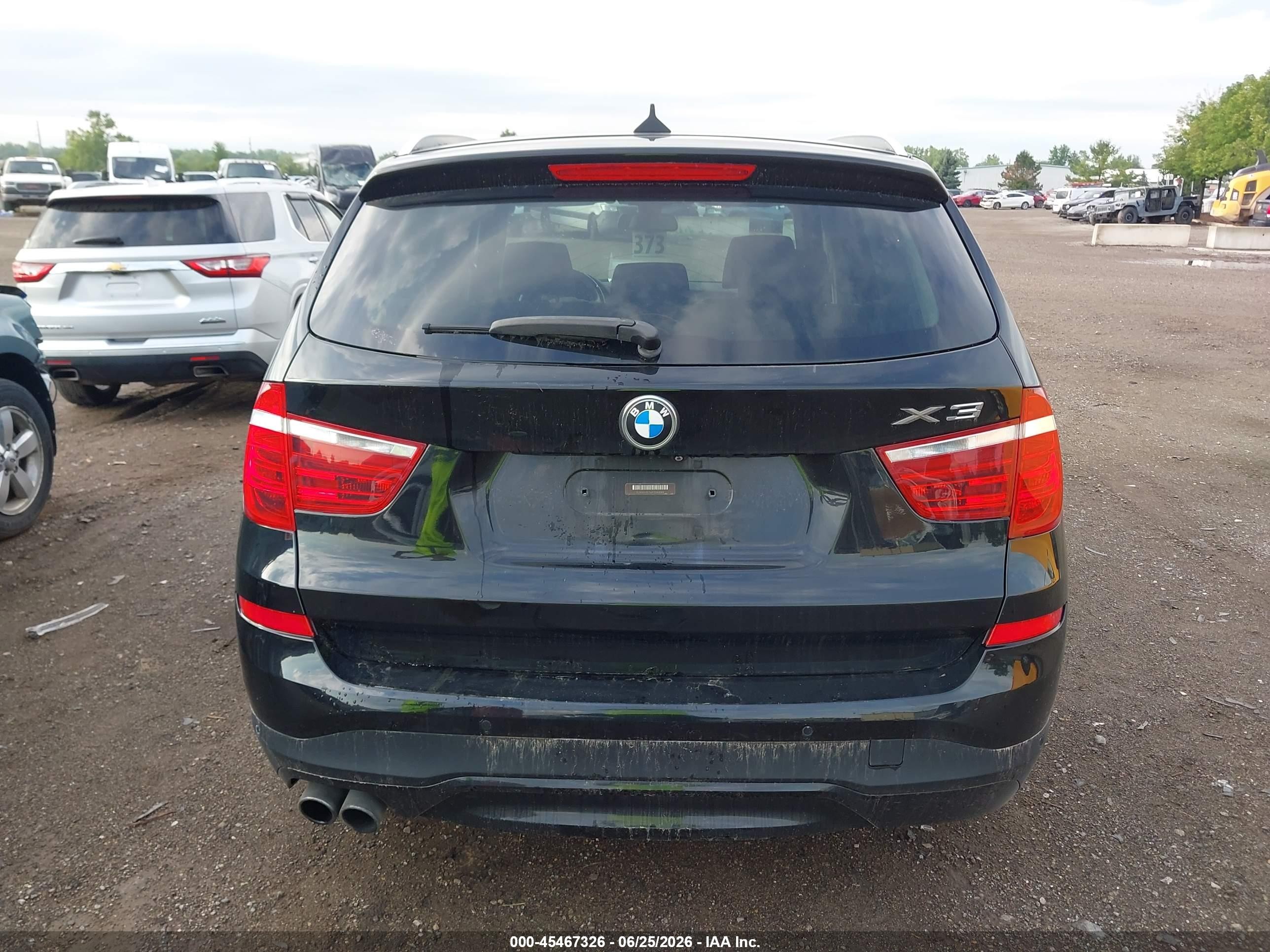 2015 Bmw X3 Xdrive28i Black vin: 5UXWX9C56F0D48283