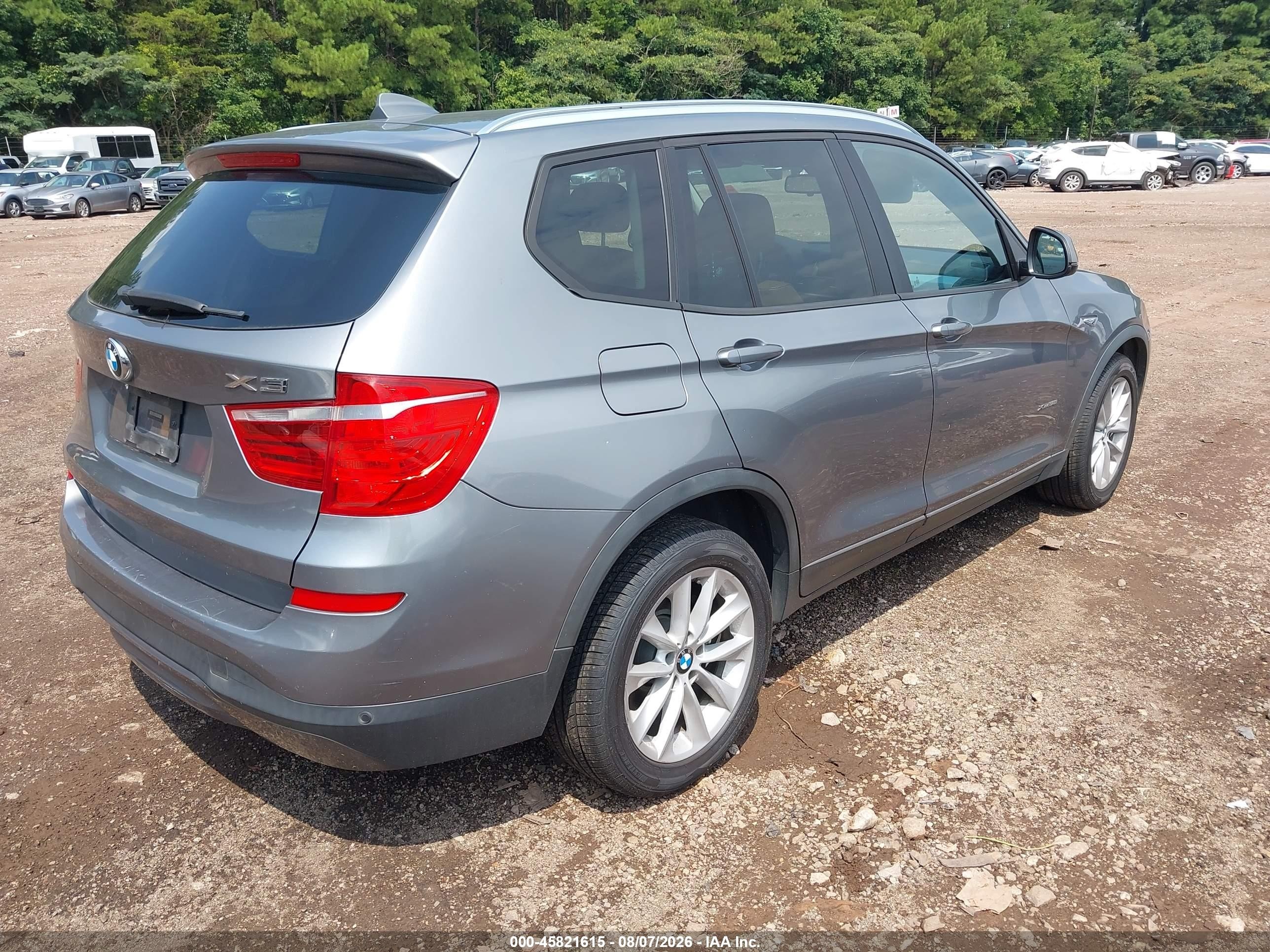 2015 Bmw X3 Xdrive28i Gray vin: 5UXWX9C56F0D52253