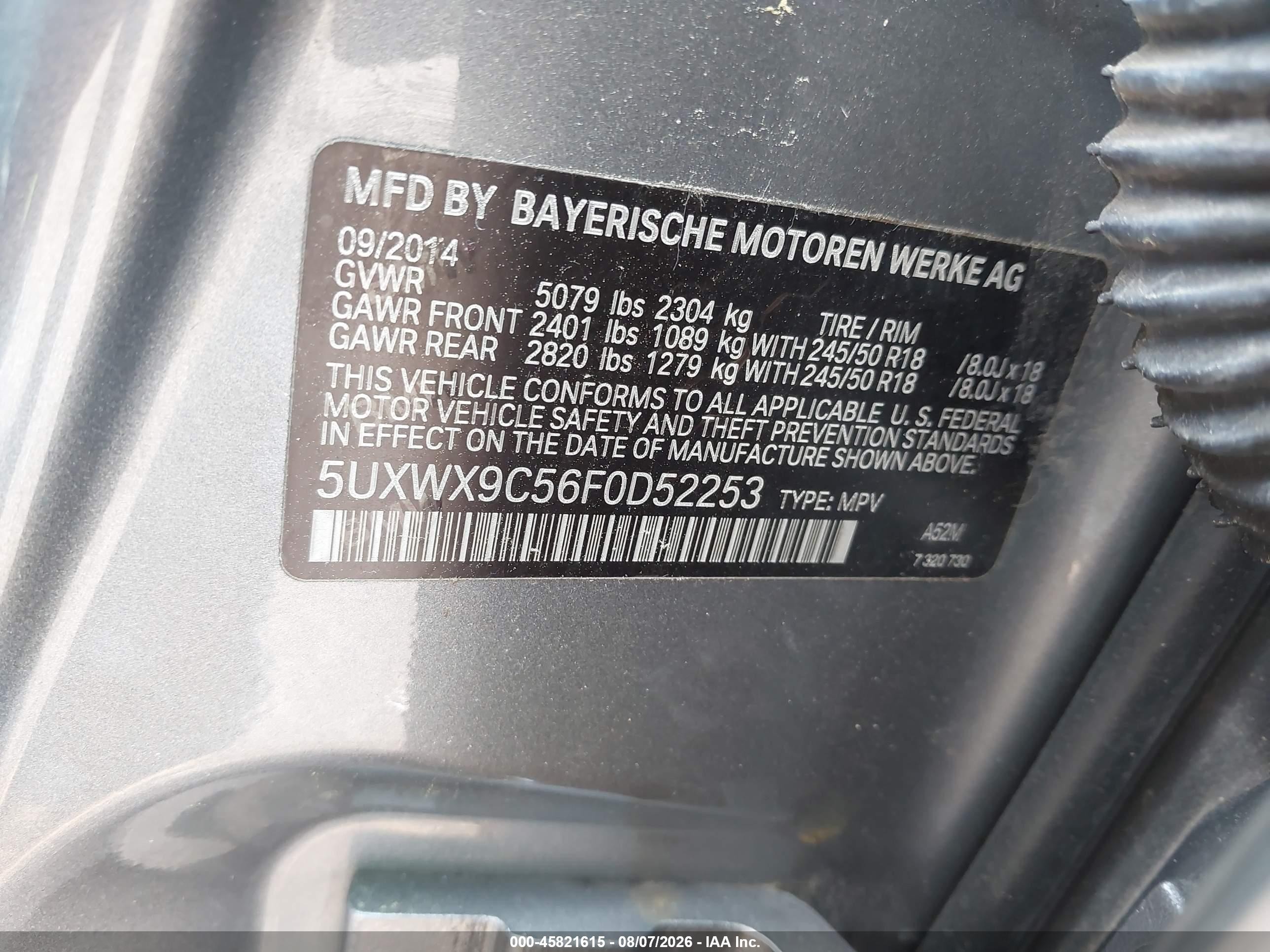 2015 Bmw X3 Xdrive28i Gray vin: 5UXWX9C56F0D52253