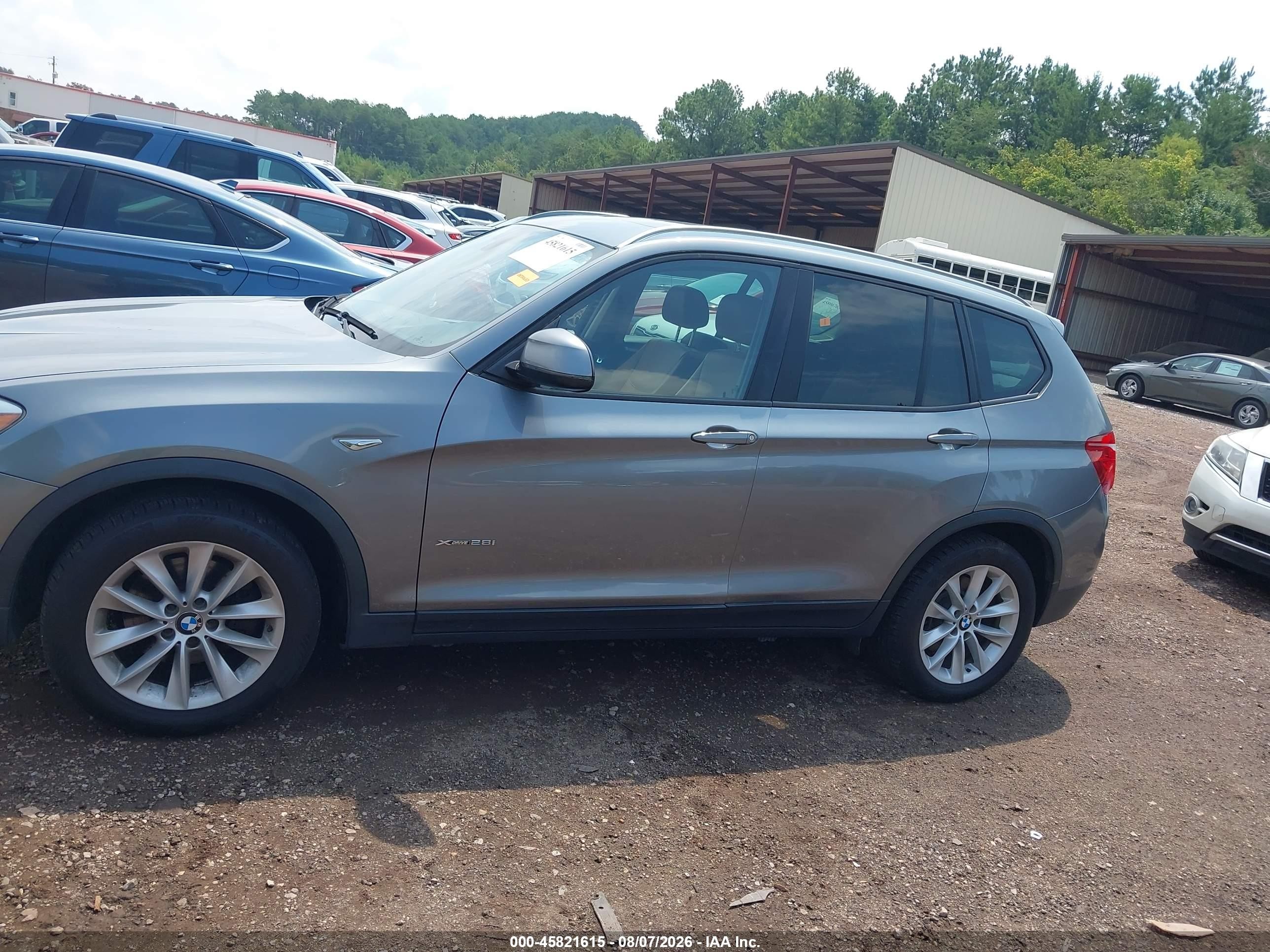2015 Bmw X3 Xdrive28i Gray vin: 5UXWX9C56F0D52253