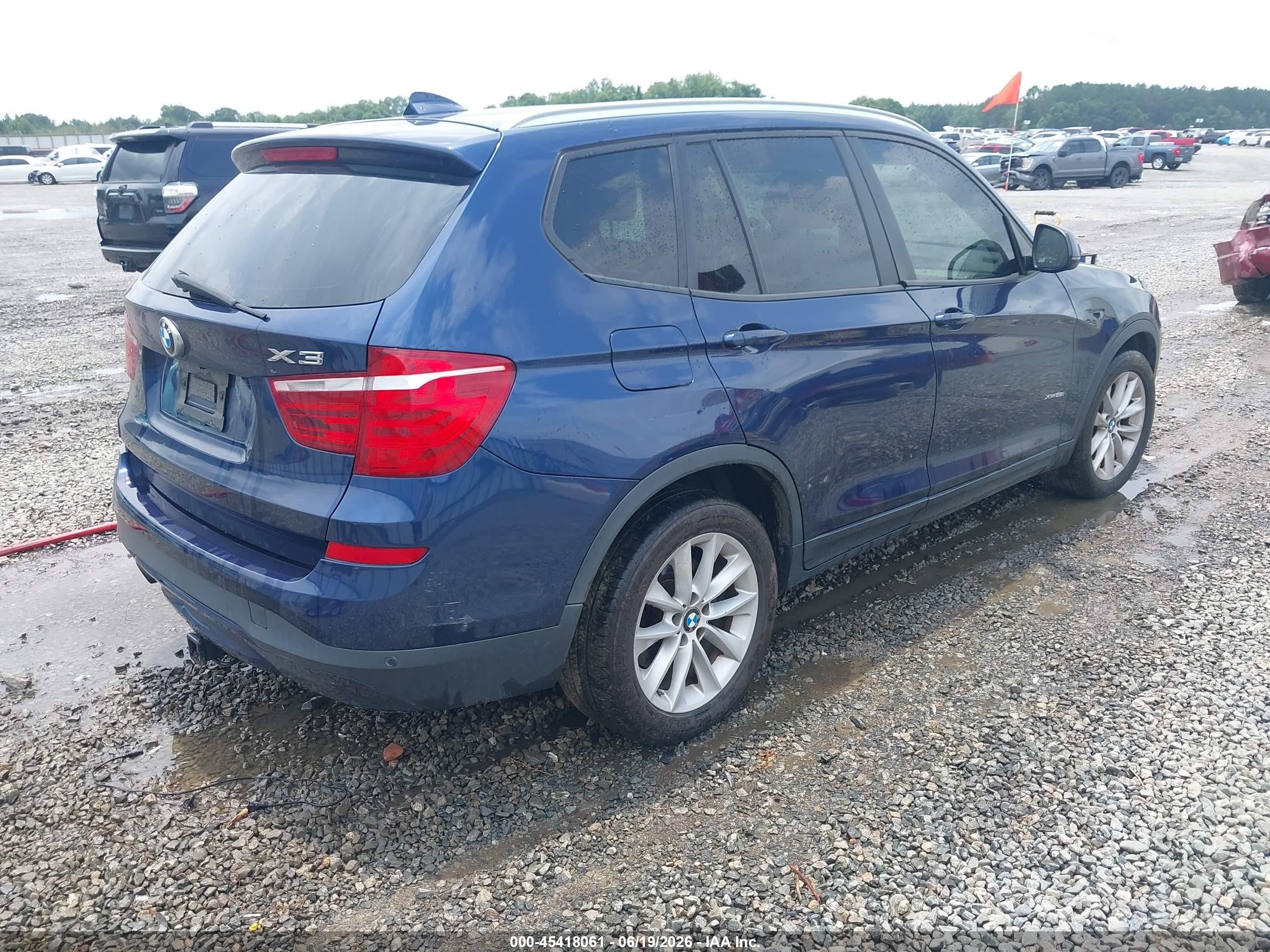 2015 Bmw X3 Xdrive28i Blue vin: 5UXWX9C56F0D54780