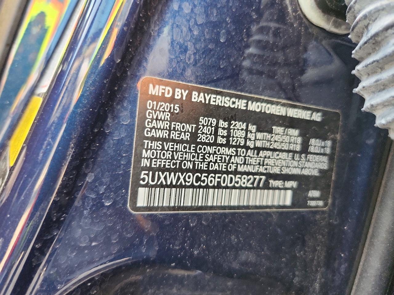 2015 Bmw X3 Xdrive28i Blue vin: 5UXWX9C56F0D58277