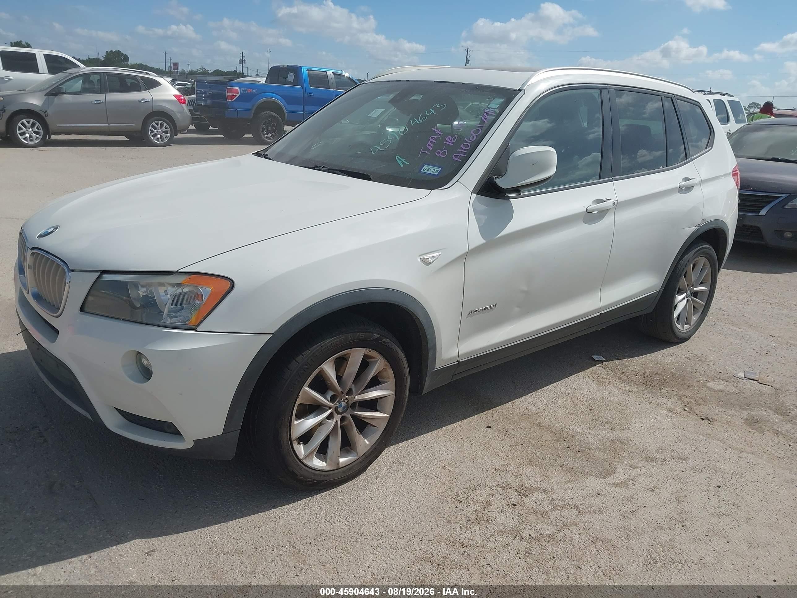 2013 Bmw X3 Xdrive28i White vin: 5UXWX9C57D0A10601