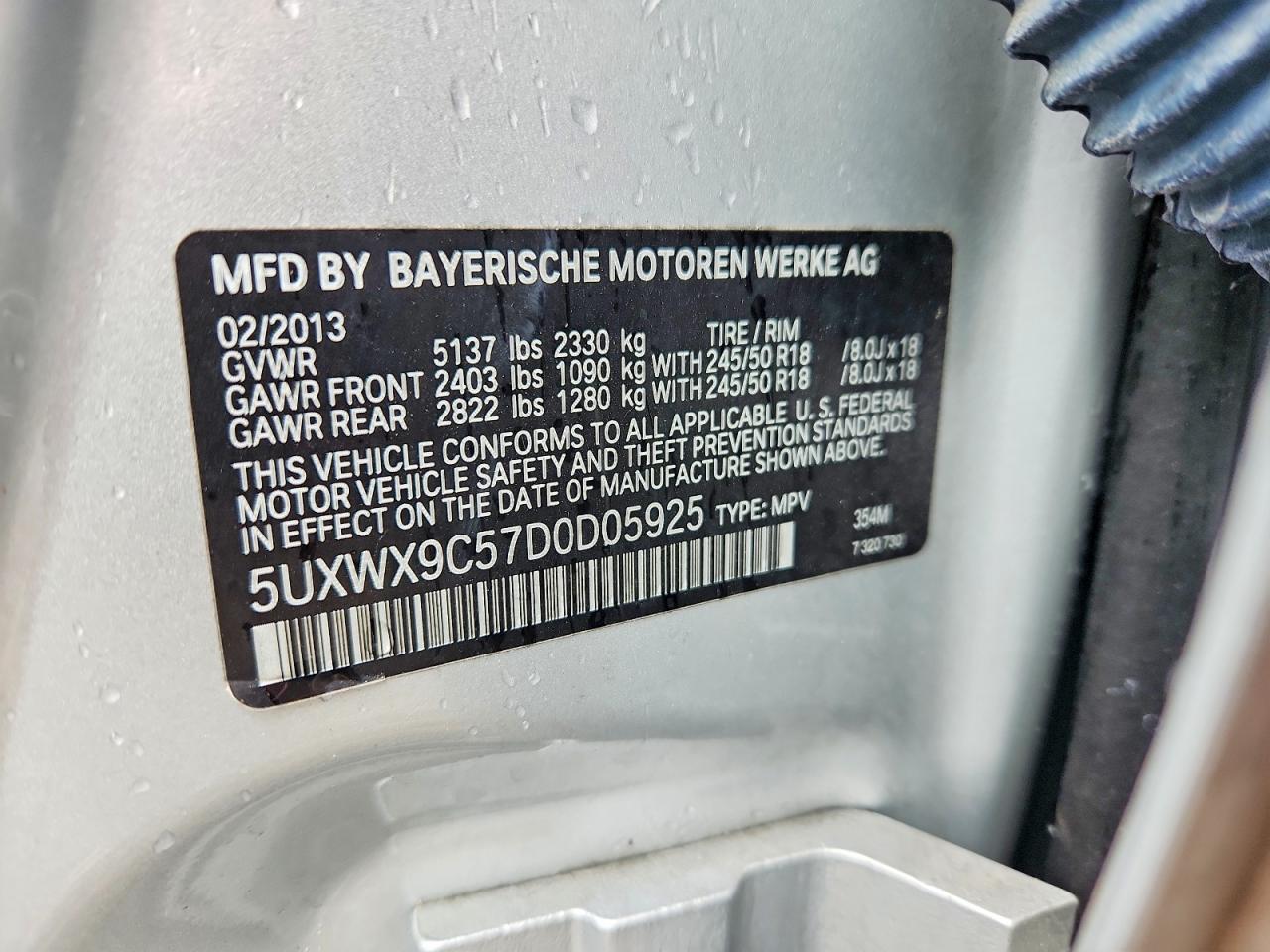 2013 Bmw X3 Xdrive28i Silver vin: 5UXWX9C57D0D05925