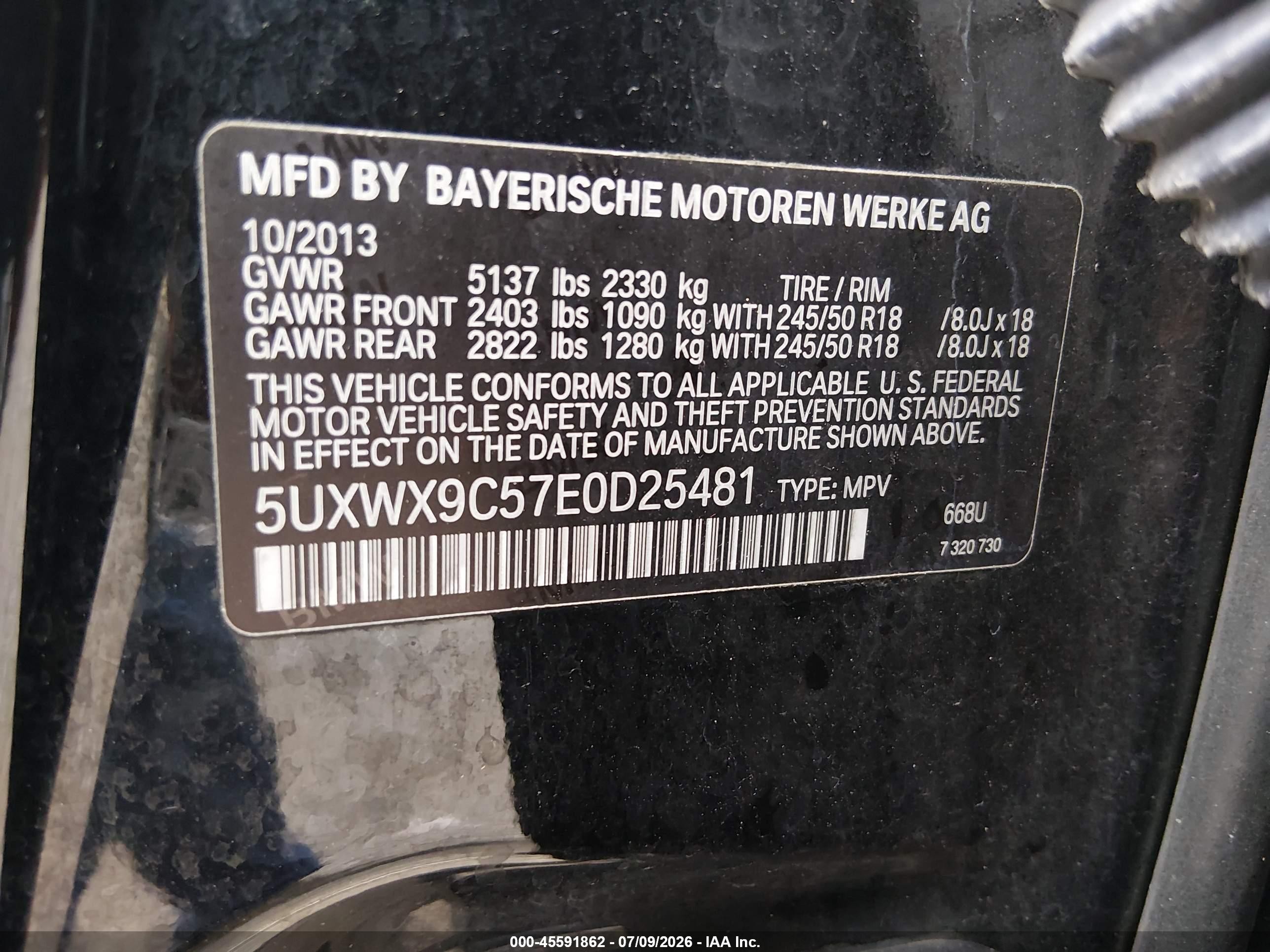2014 Bmw X3 Xdrive28i Черный vin: 5UXWX9C57E0D25481