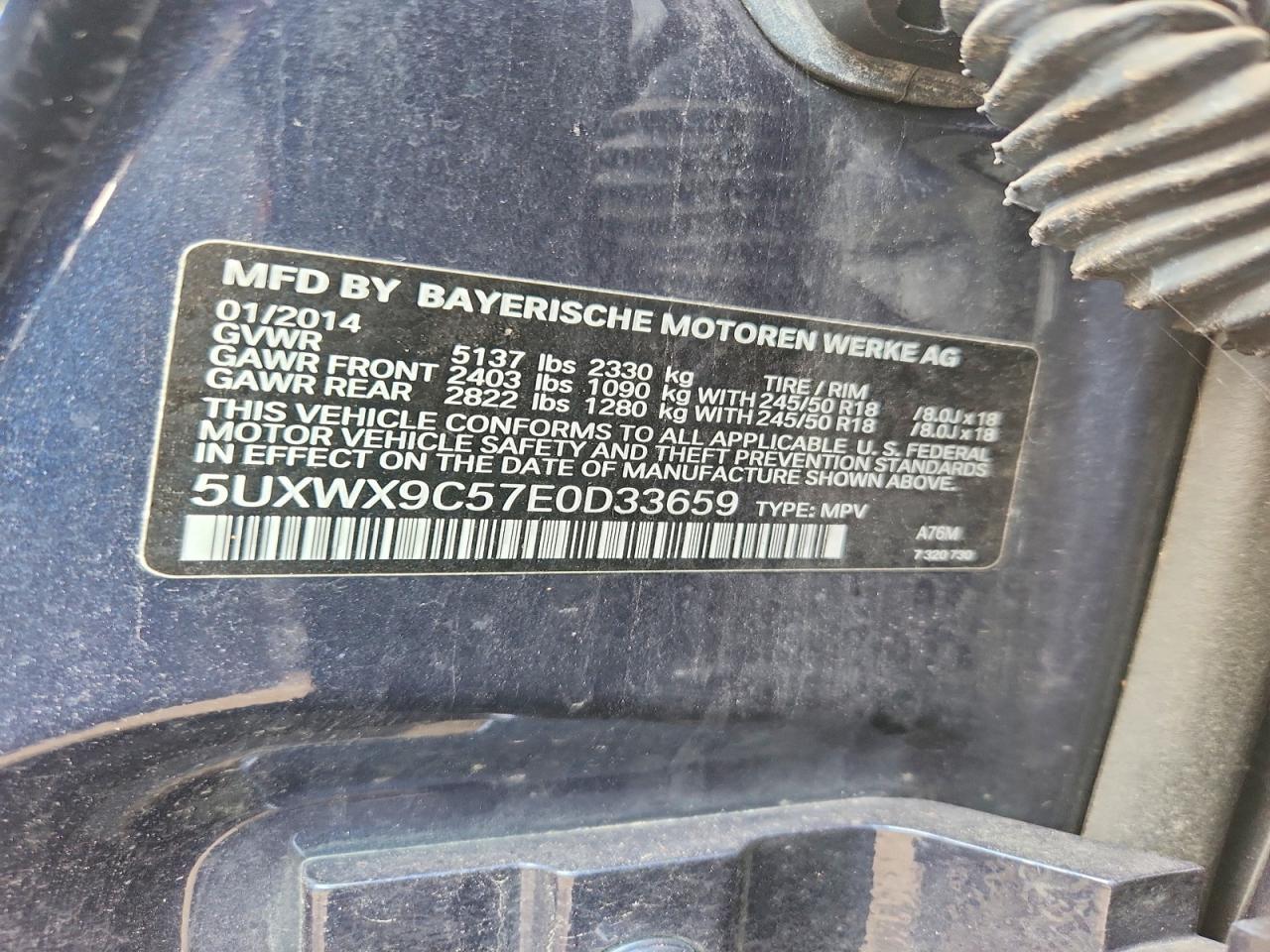 2014 Bmw X3 Xdrive28i Blue vin: 5UXWX9C57E0D33659