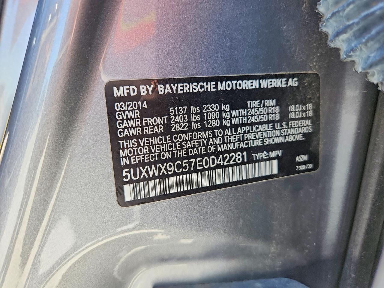 2014 Bmw X3 Xdrive28i Gray vin: 5UXWX9C57E0D42281