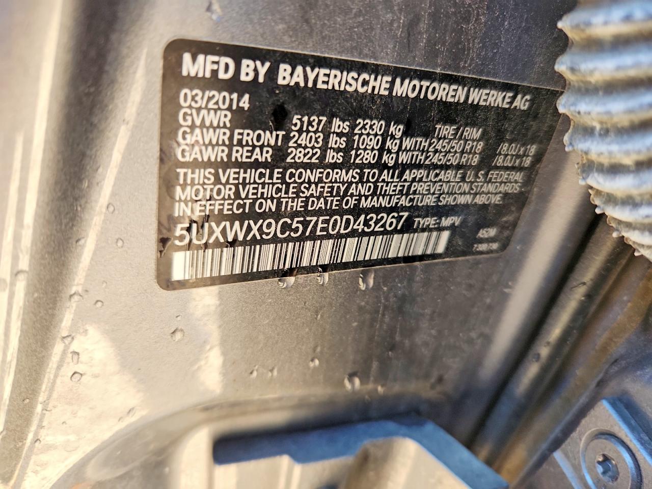 2014 Bmw X3 Xdrive28i Gray vin: 5UXWX9C57E0D43267