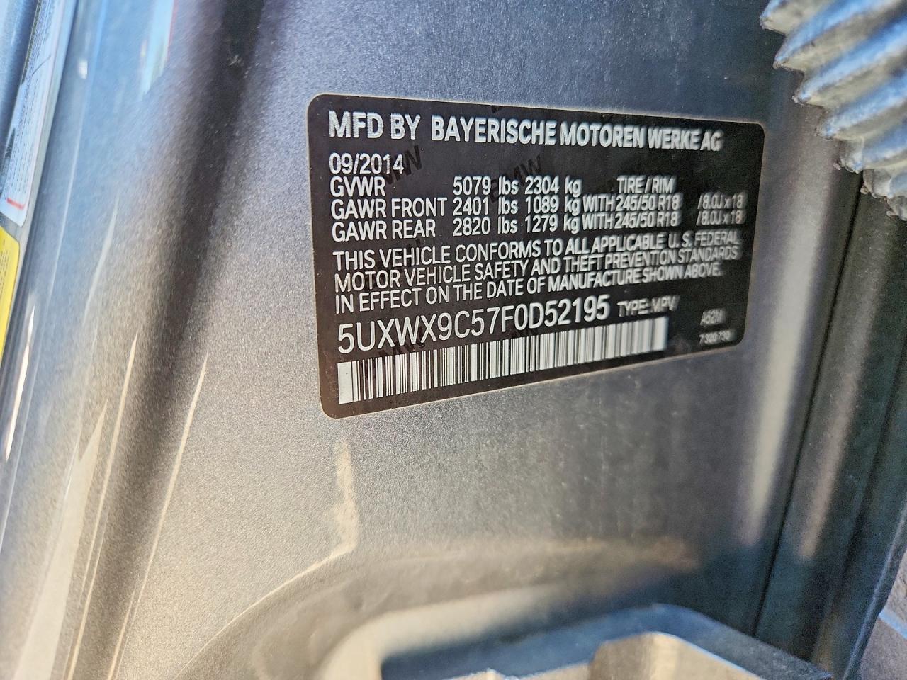 2015 Bmw X3 Xdrive28i Gray vin: 5UXWX9C57F0D52195