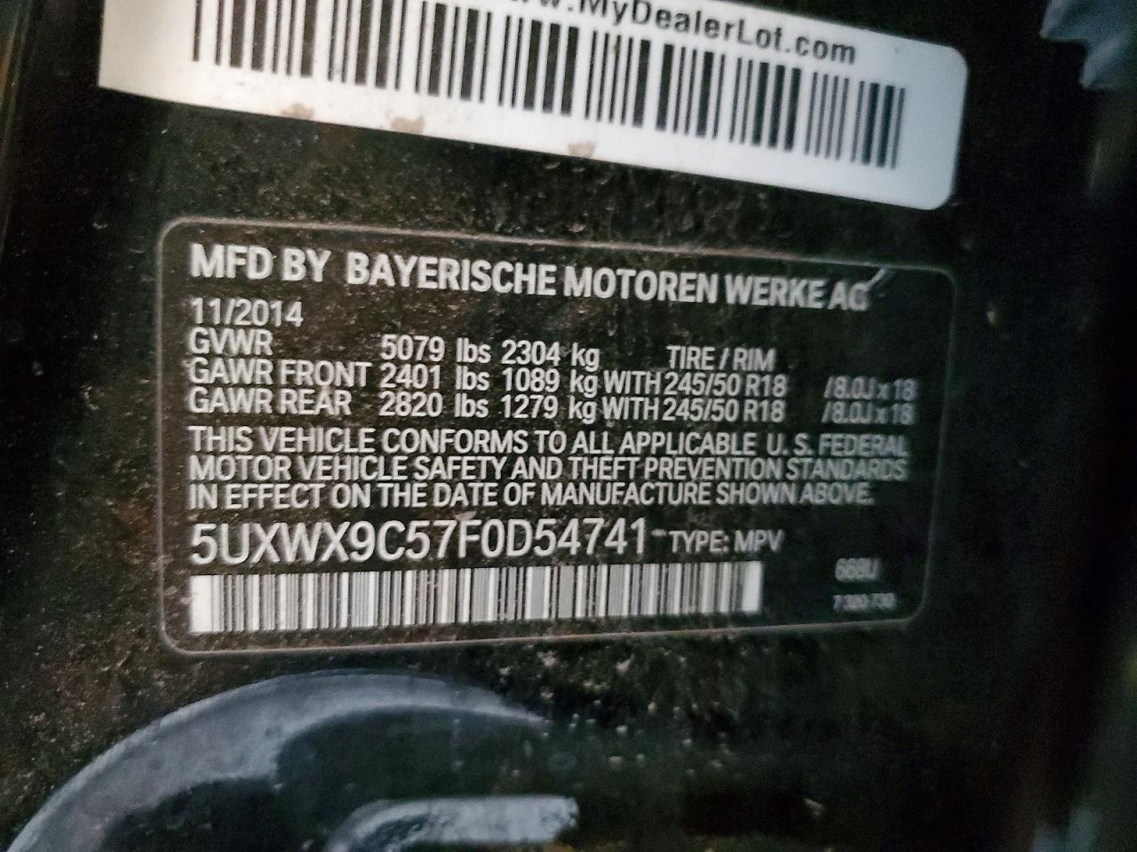 2015 Bmw X3 Xdrive28i Black vin: 5UXWX9C57F0D54741