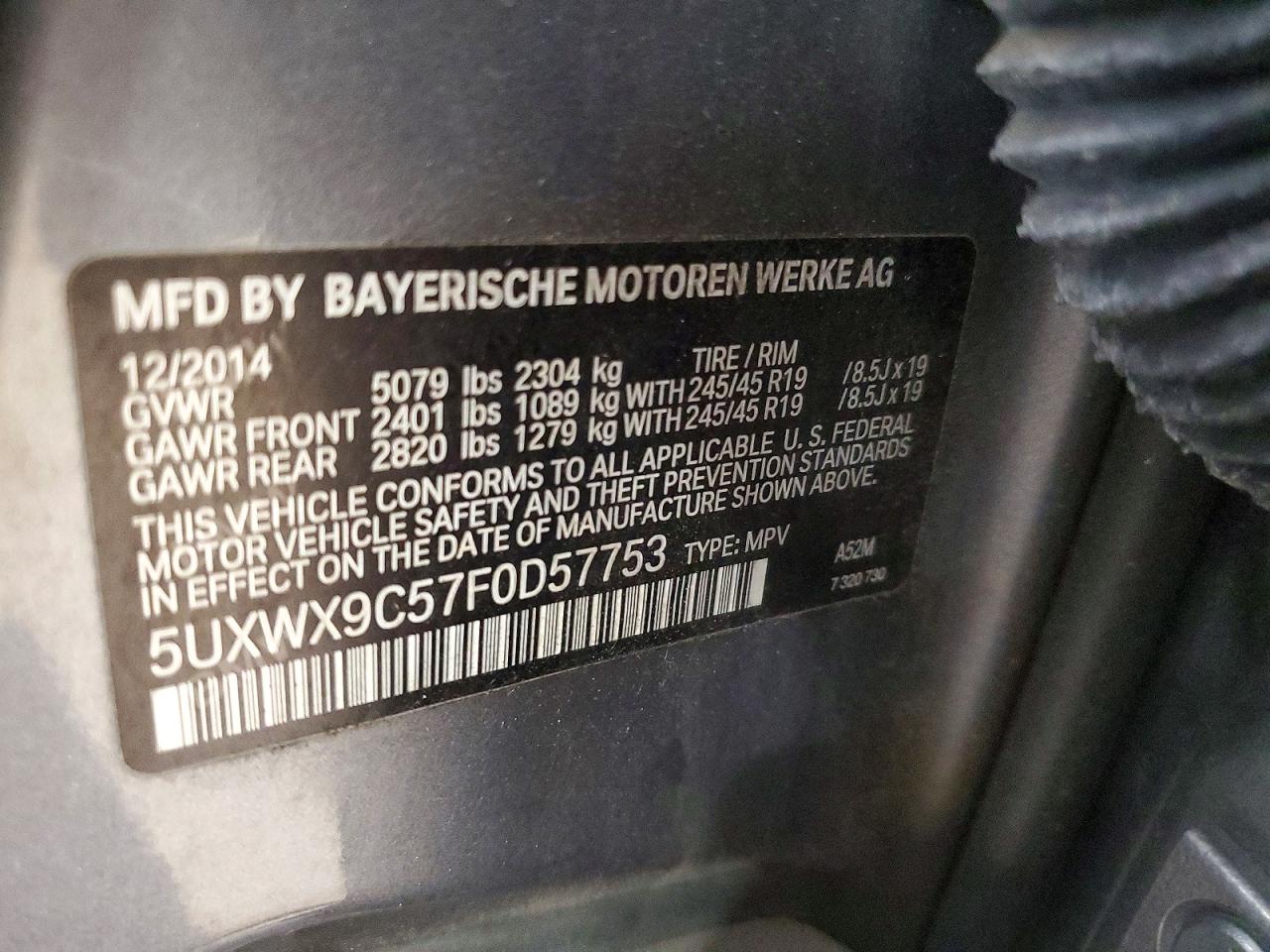 2015 Bmw X3 Xdrive28i Gray vin: 5UXWX9C57F0D57753