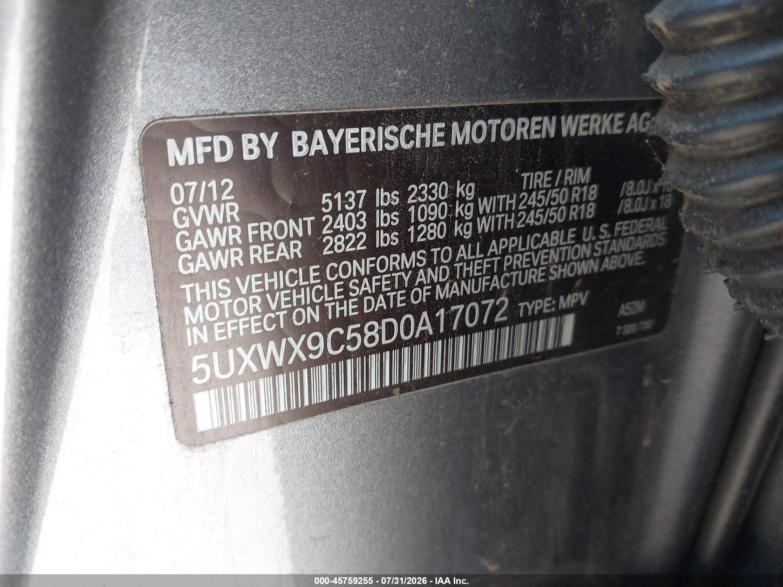 2013 Bmw X3 Xdrive28i Gray vin: 5UXWX9C58D0A17072
