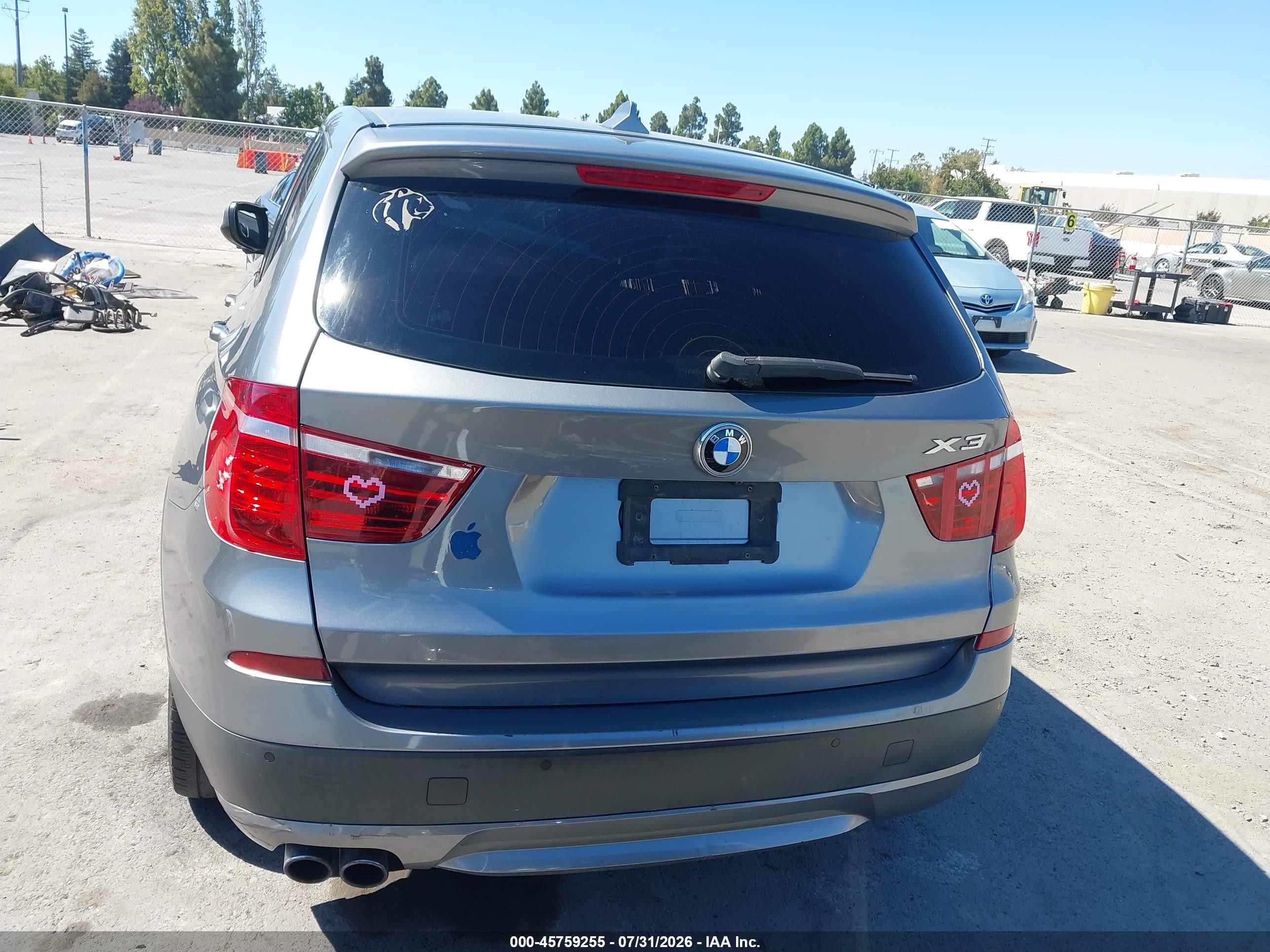 2013 Bmw X3 Xdrive28i Gray vin: 5UXWX9C58D0A17072
