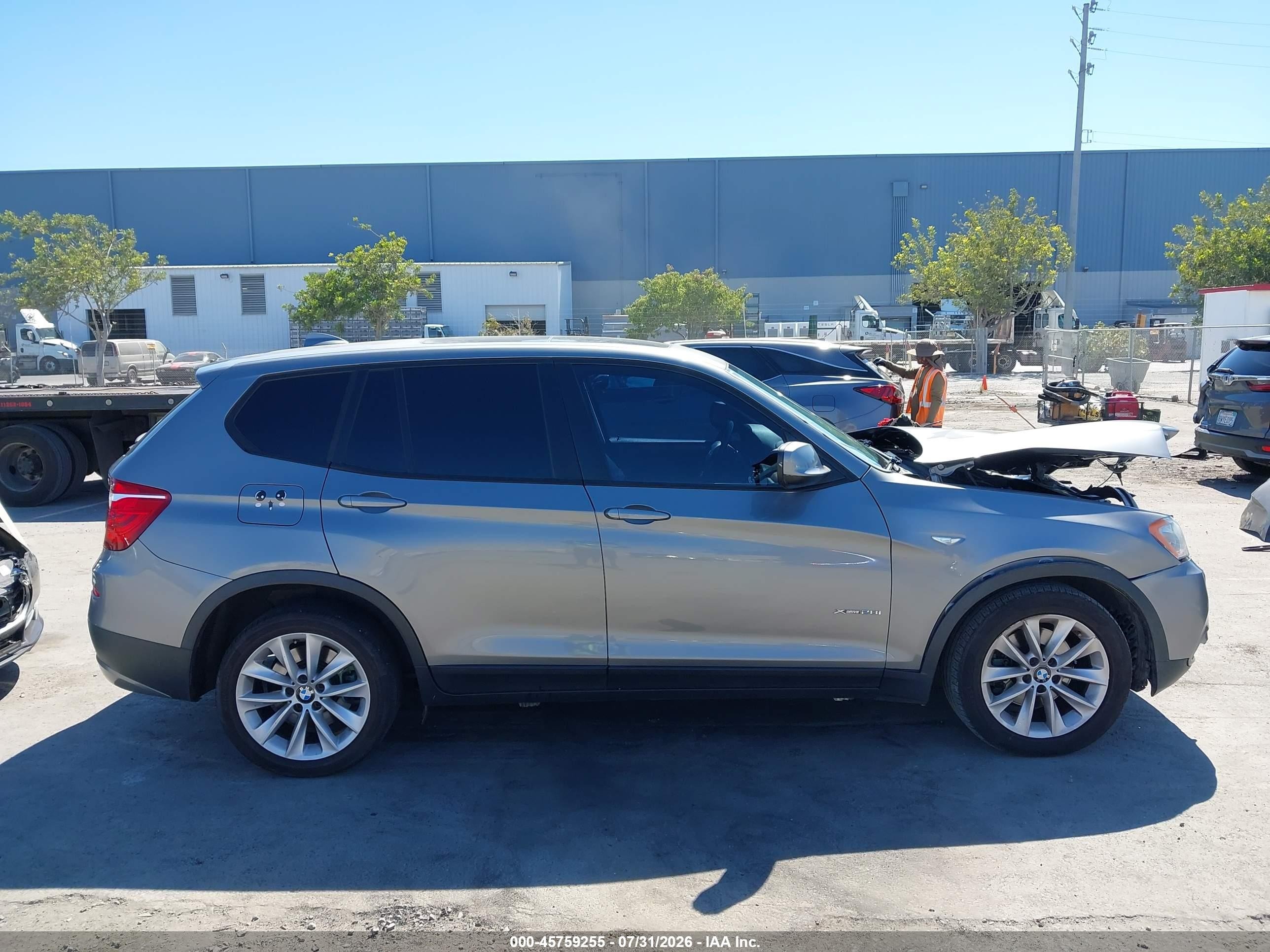 2013 Bmw X3 Xdrive28i Gray vin: 5UXWX9C58D0A17072