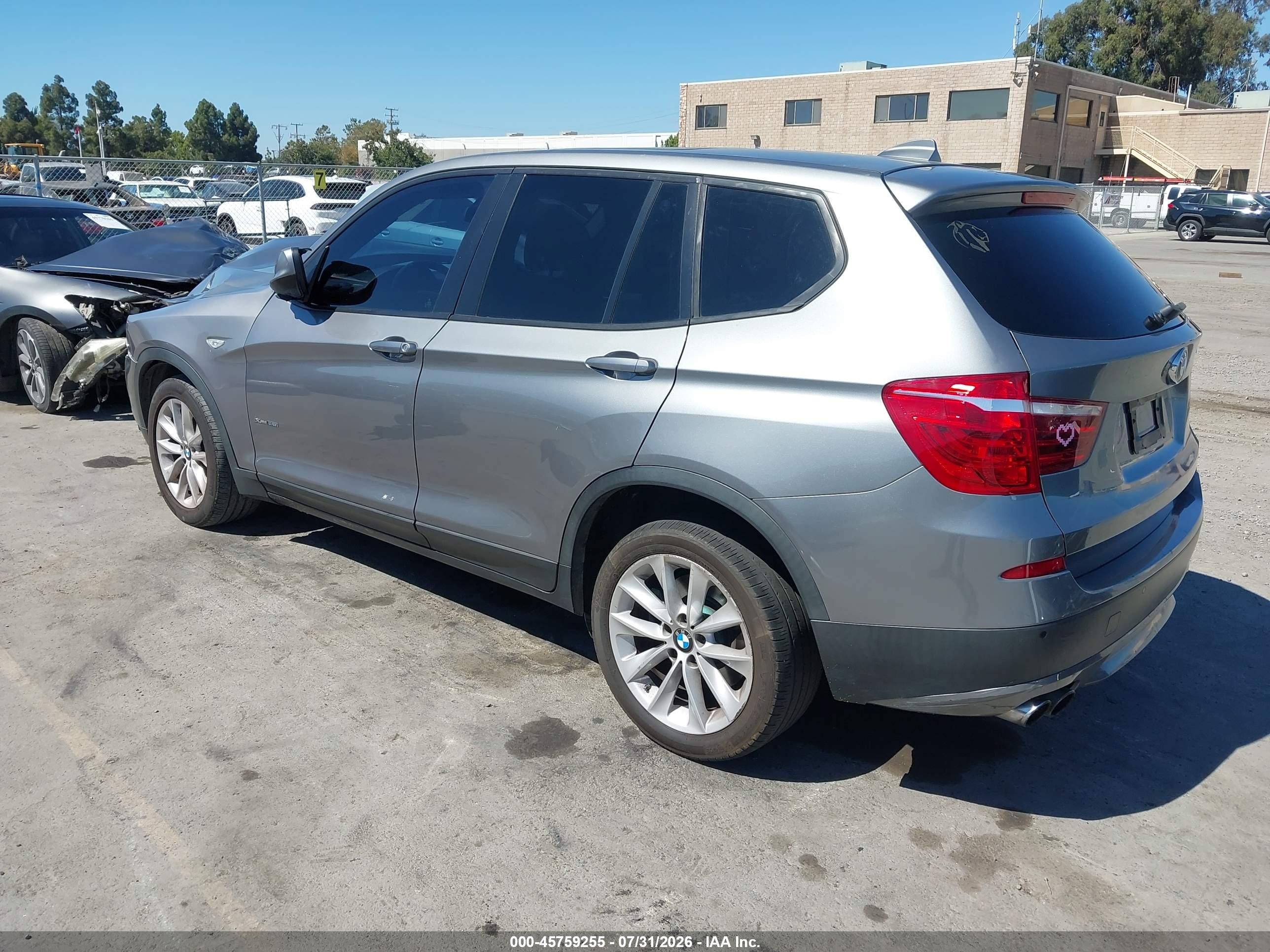 2013 Bmw X3 Xdrive28i Gray vin: 5UXWX9C58D0A17072