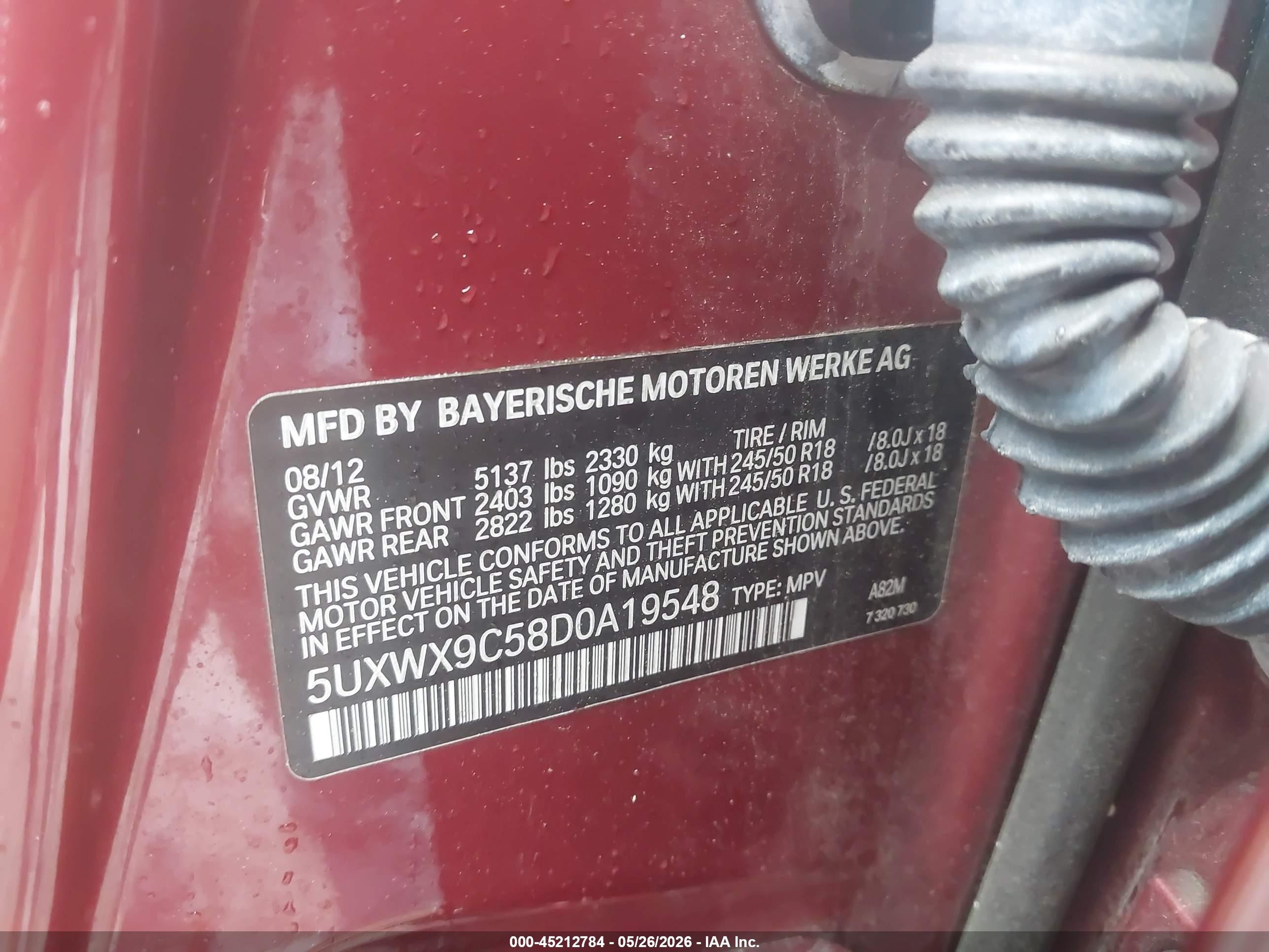 2013 Bmw X3 Xdrive28i Красный vin: 5UXWX9C58D0A19548