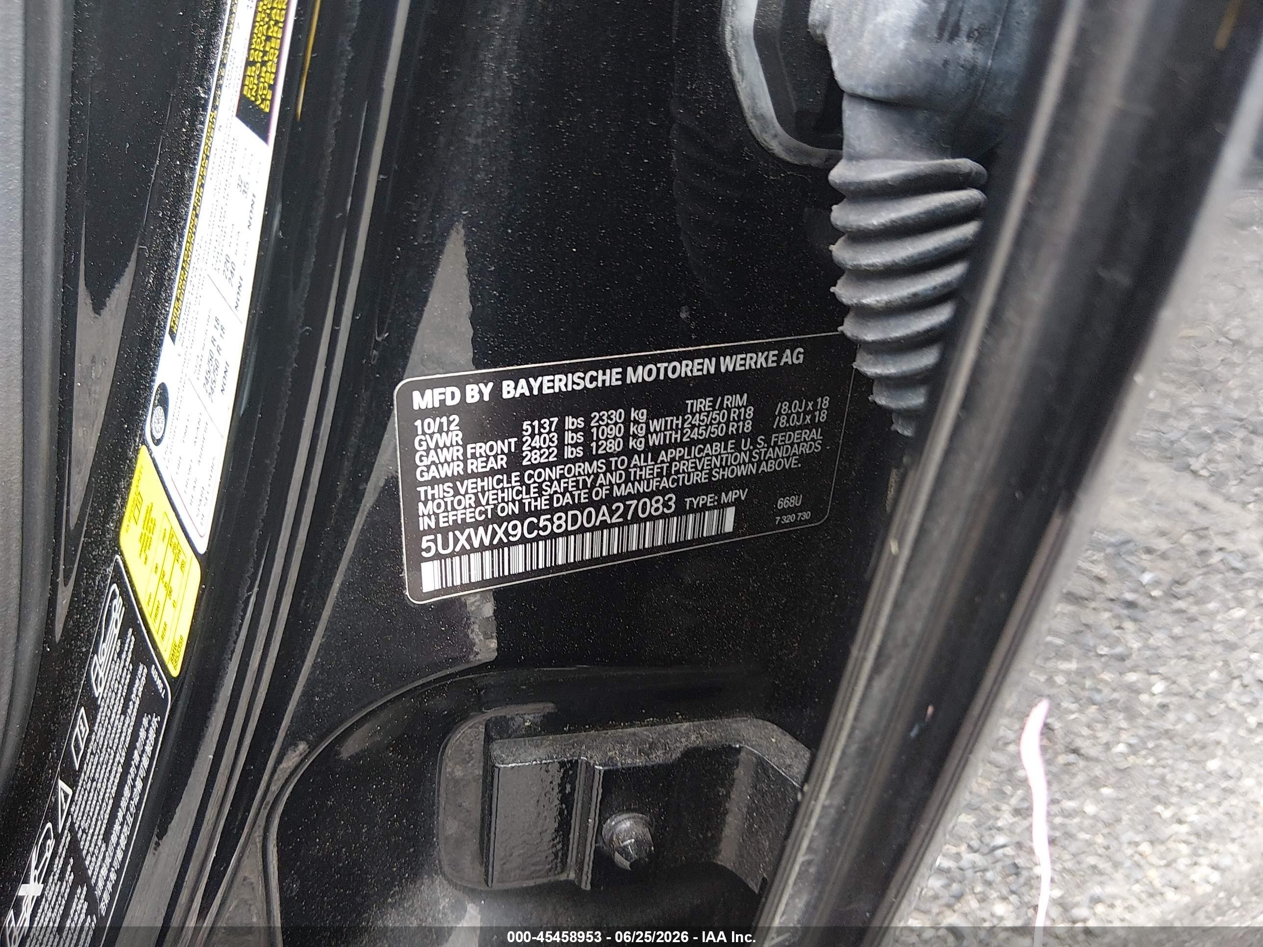 2013 Bmw X3 Xdrive28i Black vin: 5UXWX9C58D0A27083
