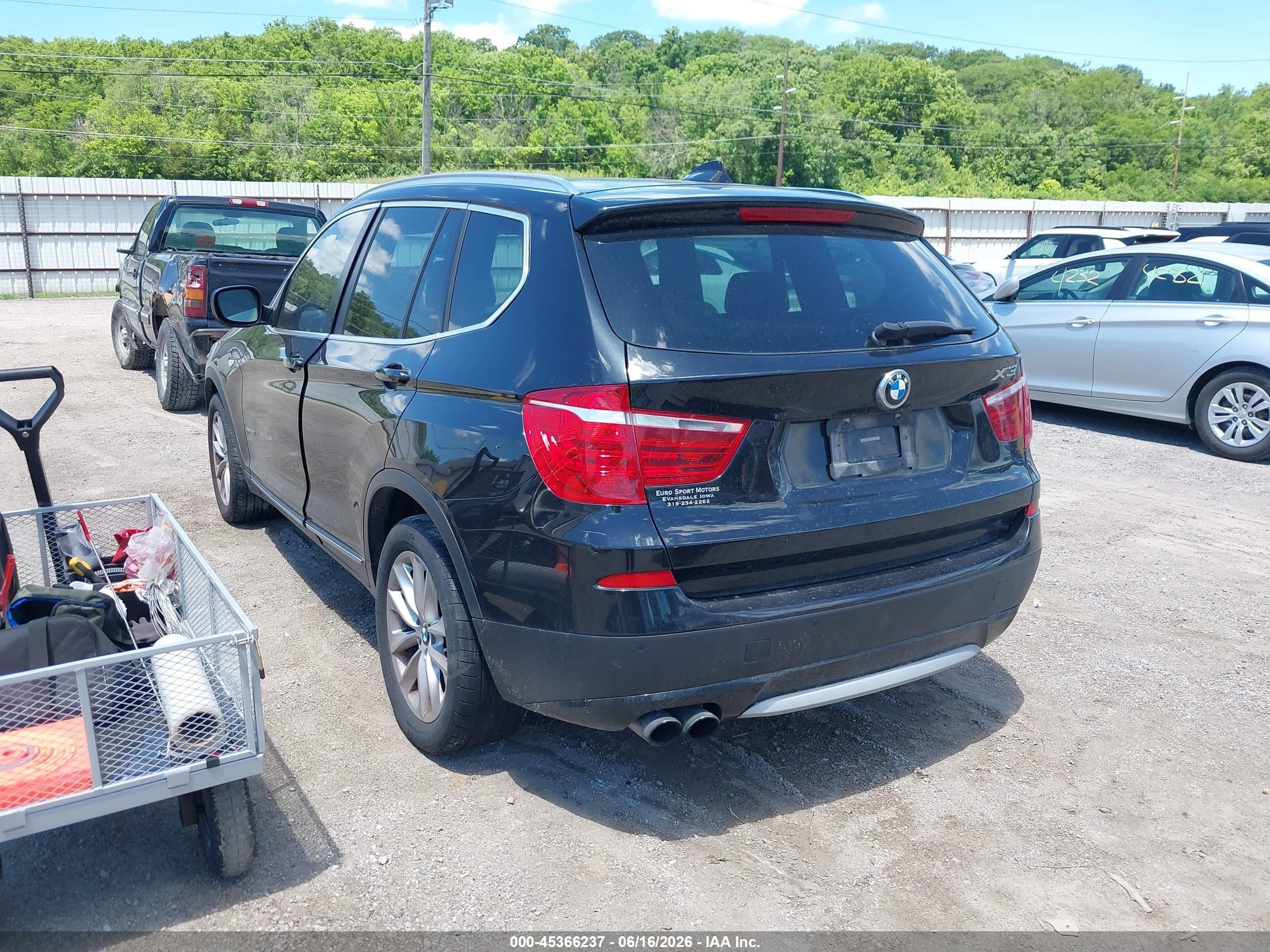 2013 Bmw X3 Xdrive28i Black vin: 5UXWX9C58D0A27763