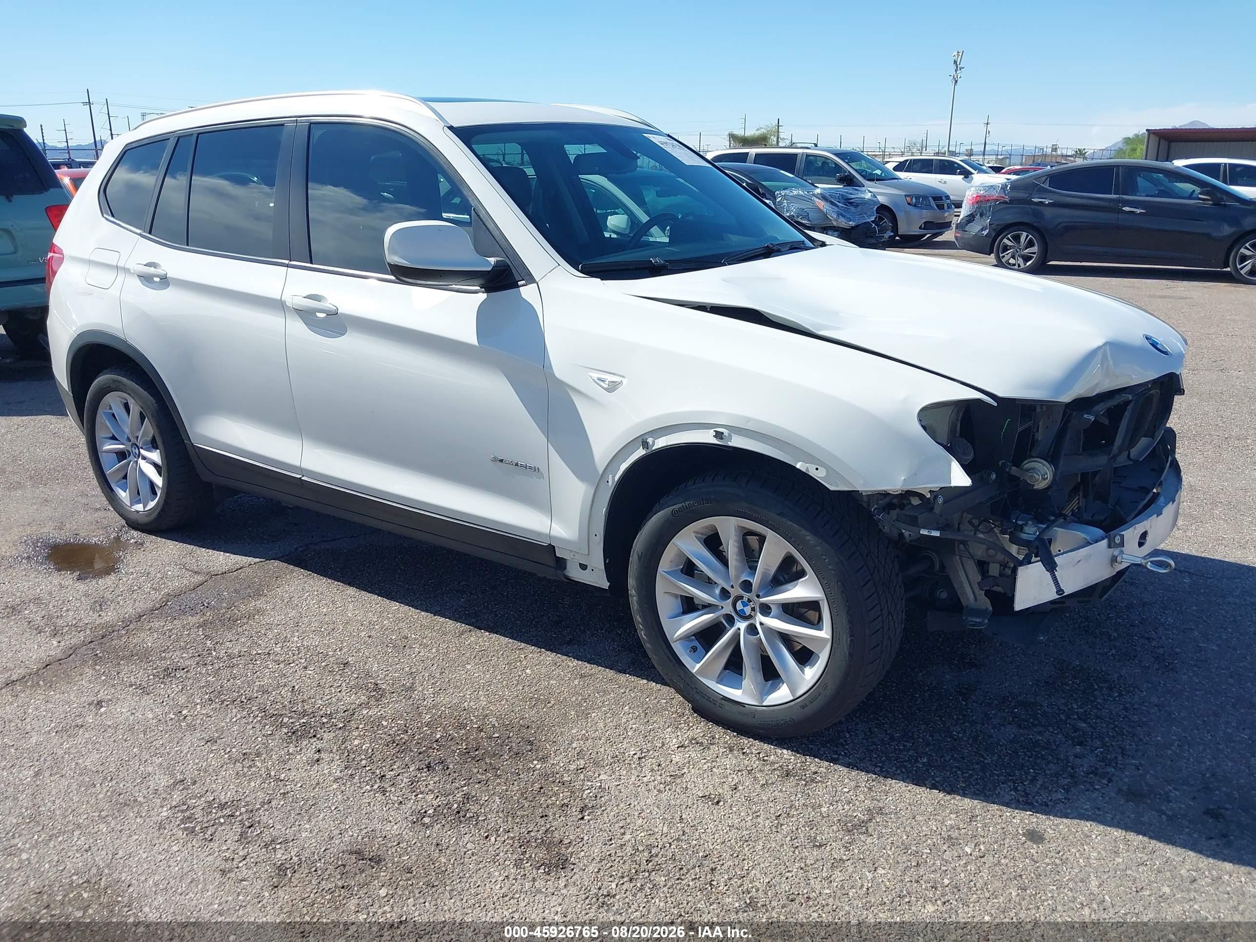 2014 Bmw X3 Xdrive28i White vin: 5UXWX9C58E0D25361