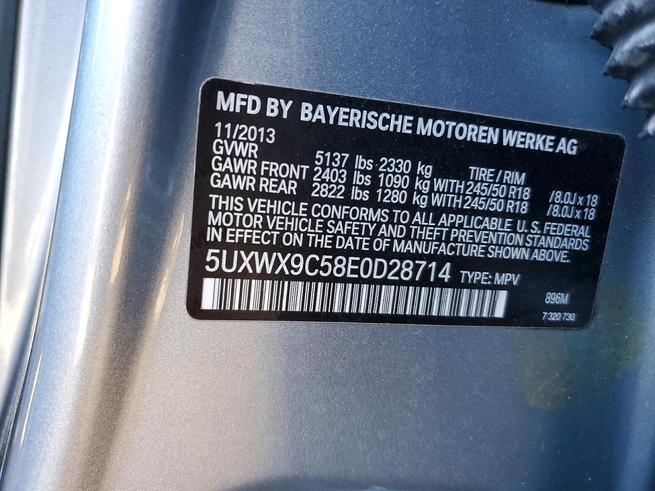 2014 Bmw X3 Xdrive28i Blue vin: 5UXWX9C58E0D28714