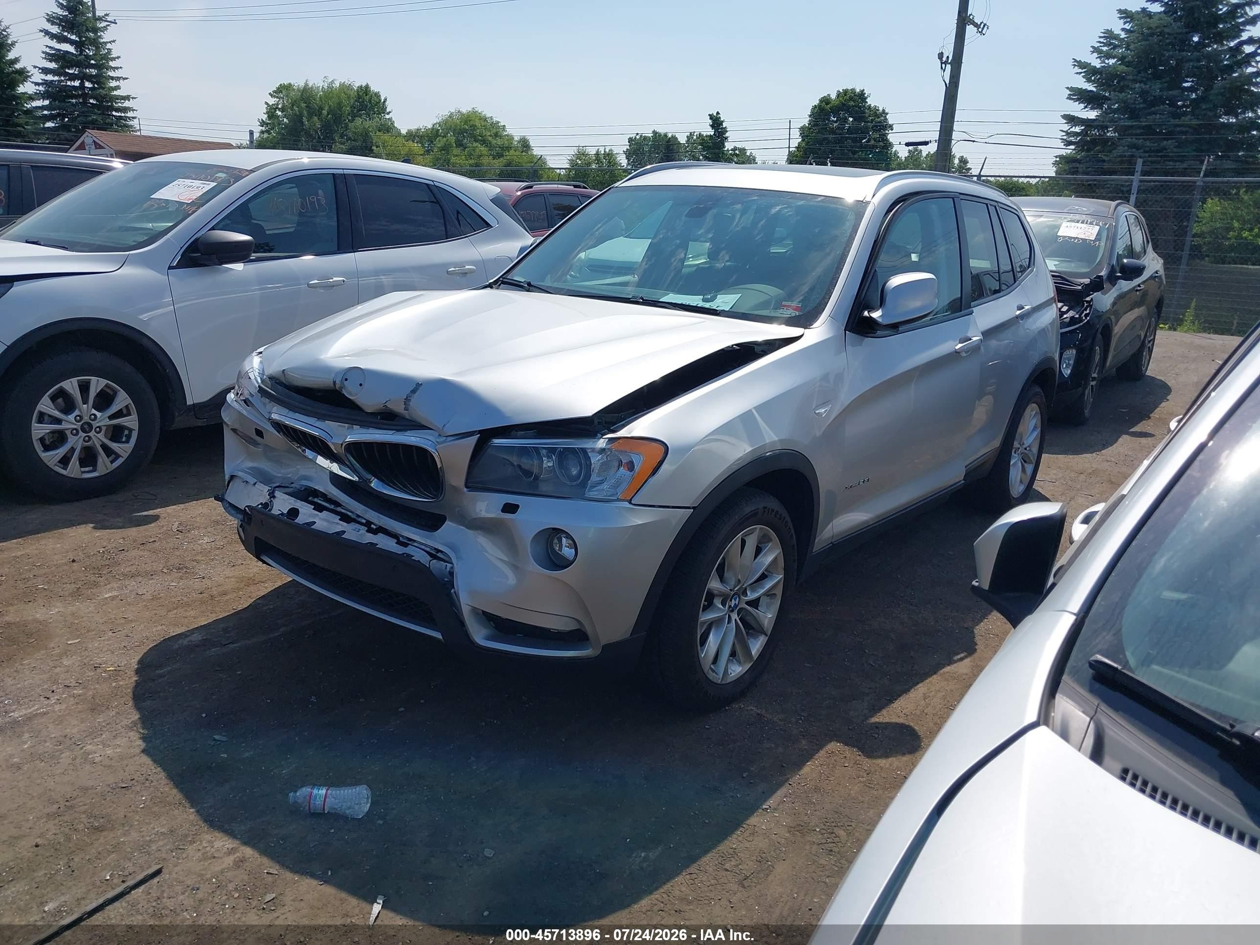 2014 Bmw X3 Xdrive28i Silver vin: 5UXWX9C58E0D33332
