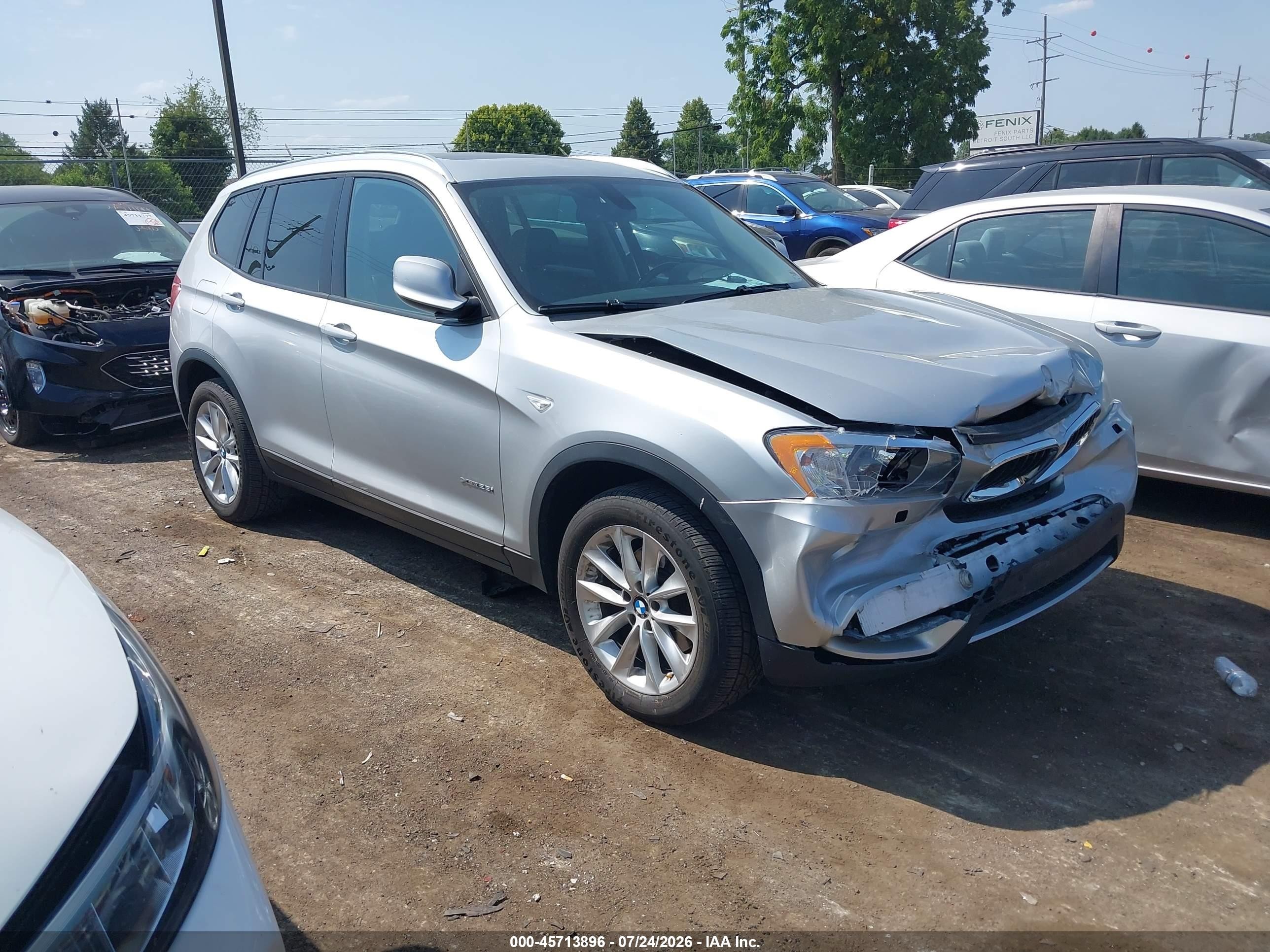 2014 Bmw X3 Xdrive28i Silver vin: 5UXWX9C58E0D33332