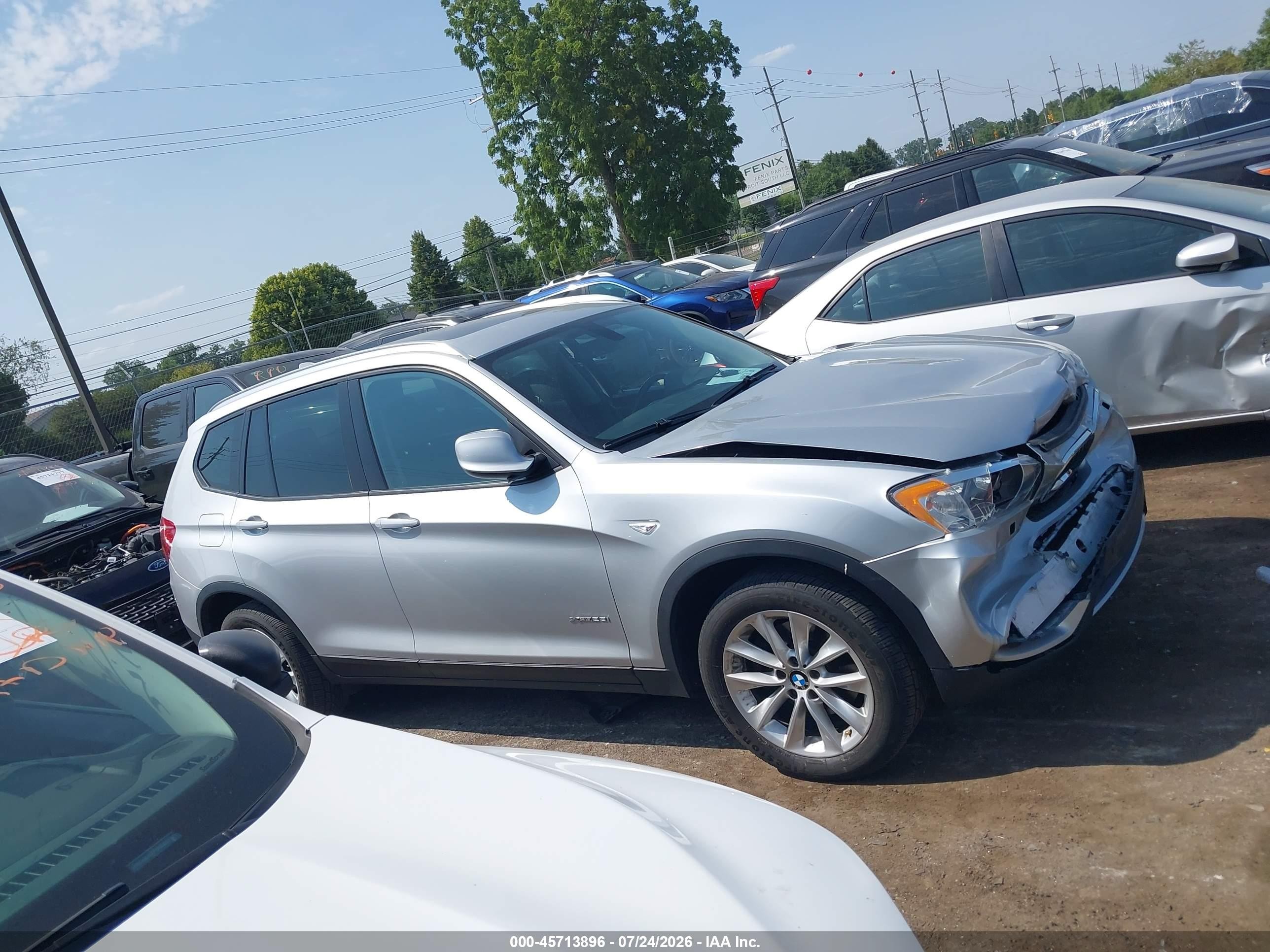 2014 Bmw X3 Xdrive28i Silver vin: 5UXWX9C58E0D33332