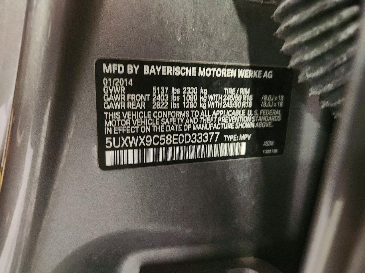 2014 Bmw X3 Xdrive28i Gray vin: 5UXWX9C58E0D33377