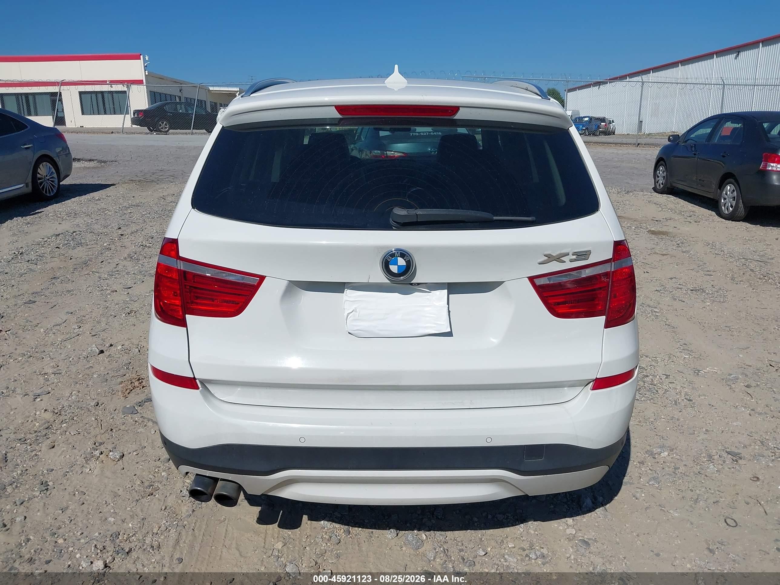 2015 Bmw X3 Xdrive28i White vin: 5UXWX9C58F0D48561