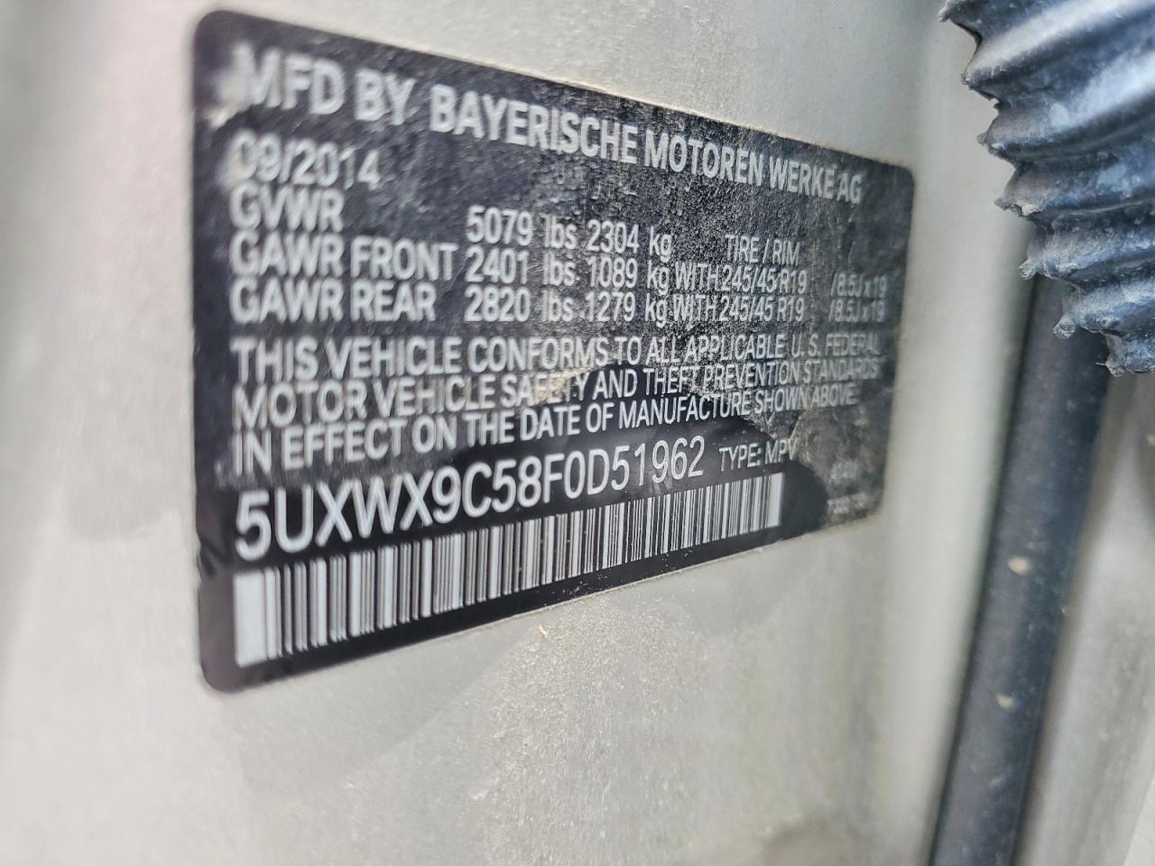 2015 Bmw X3 Xdrive28i Gray vin: 5UXWX9C58F0D51962