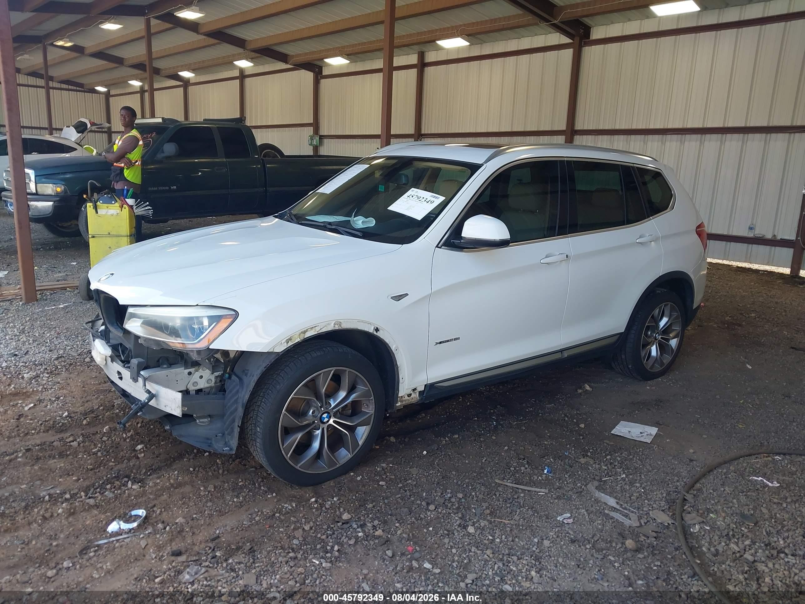 2015 Bmw X3 Xdrive28i White vin: 5UXWX9C58F0D52383