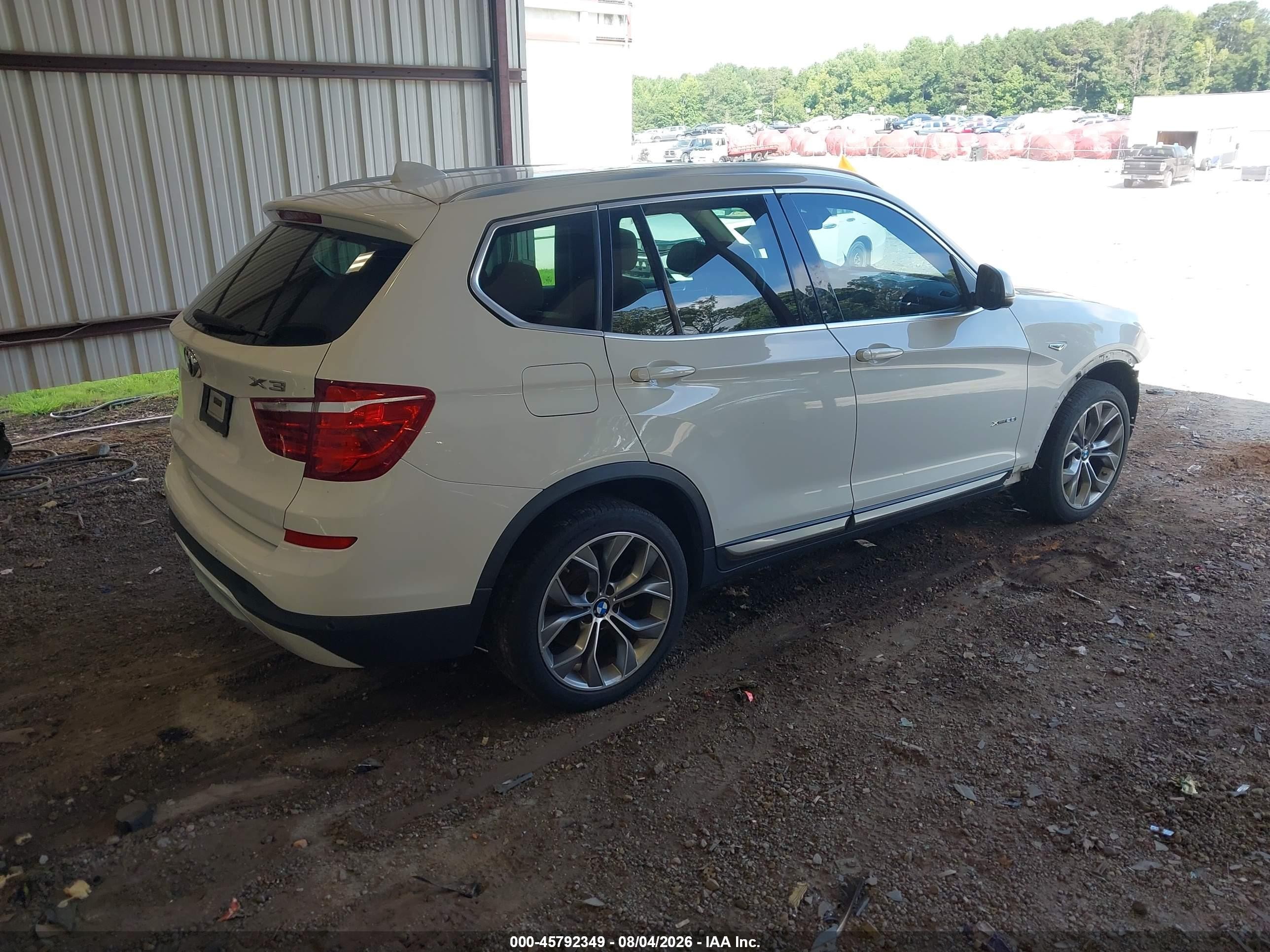2015 Bmw X3 Xdrive28i White vin: 5UXWX9C58F0D52383