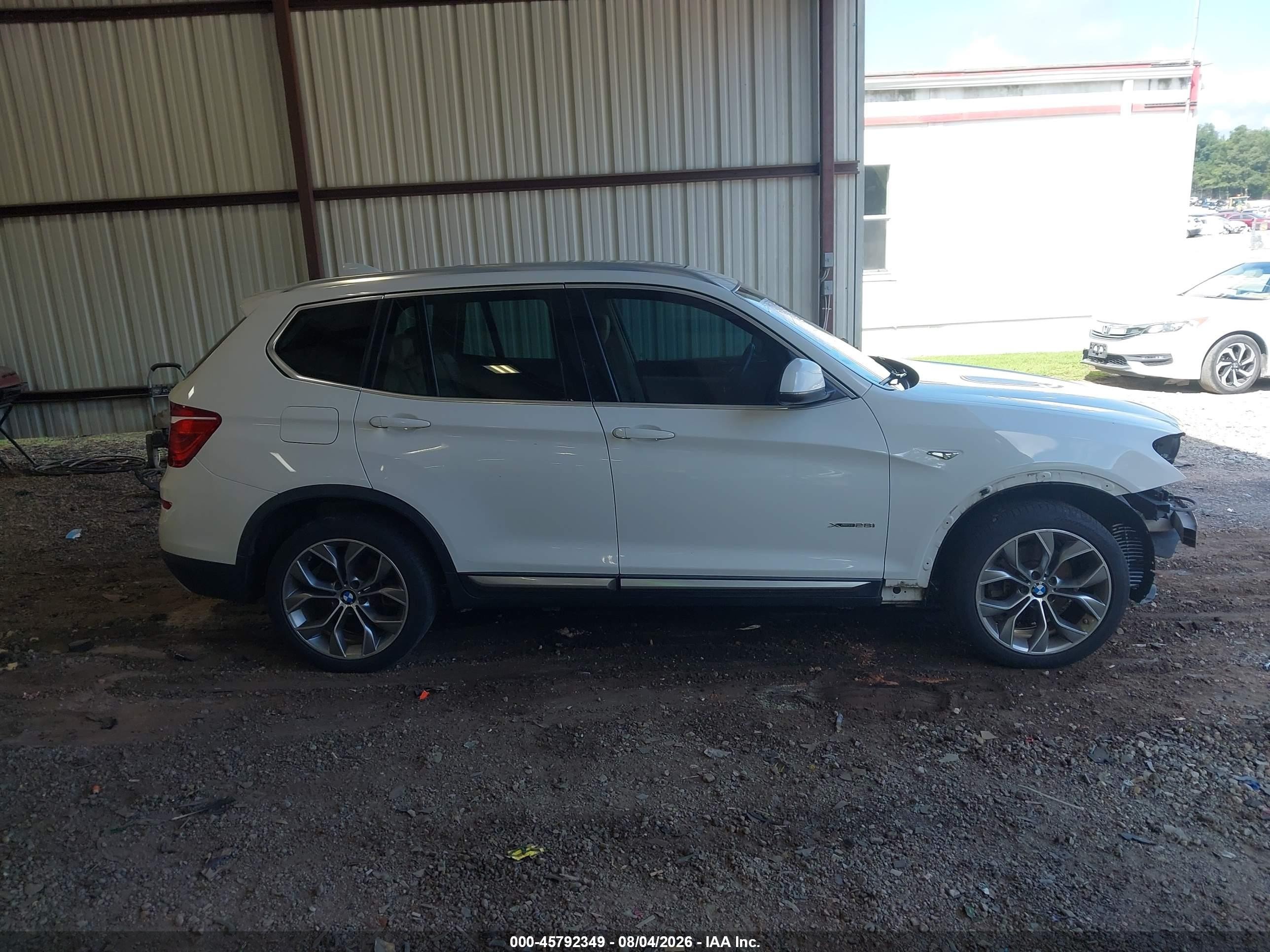2015 Bmw X3 Xdrive28i White vin: 5UXWX9C58F0D52383