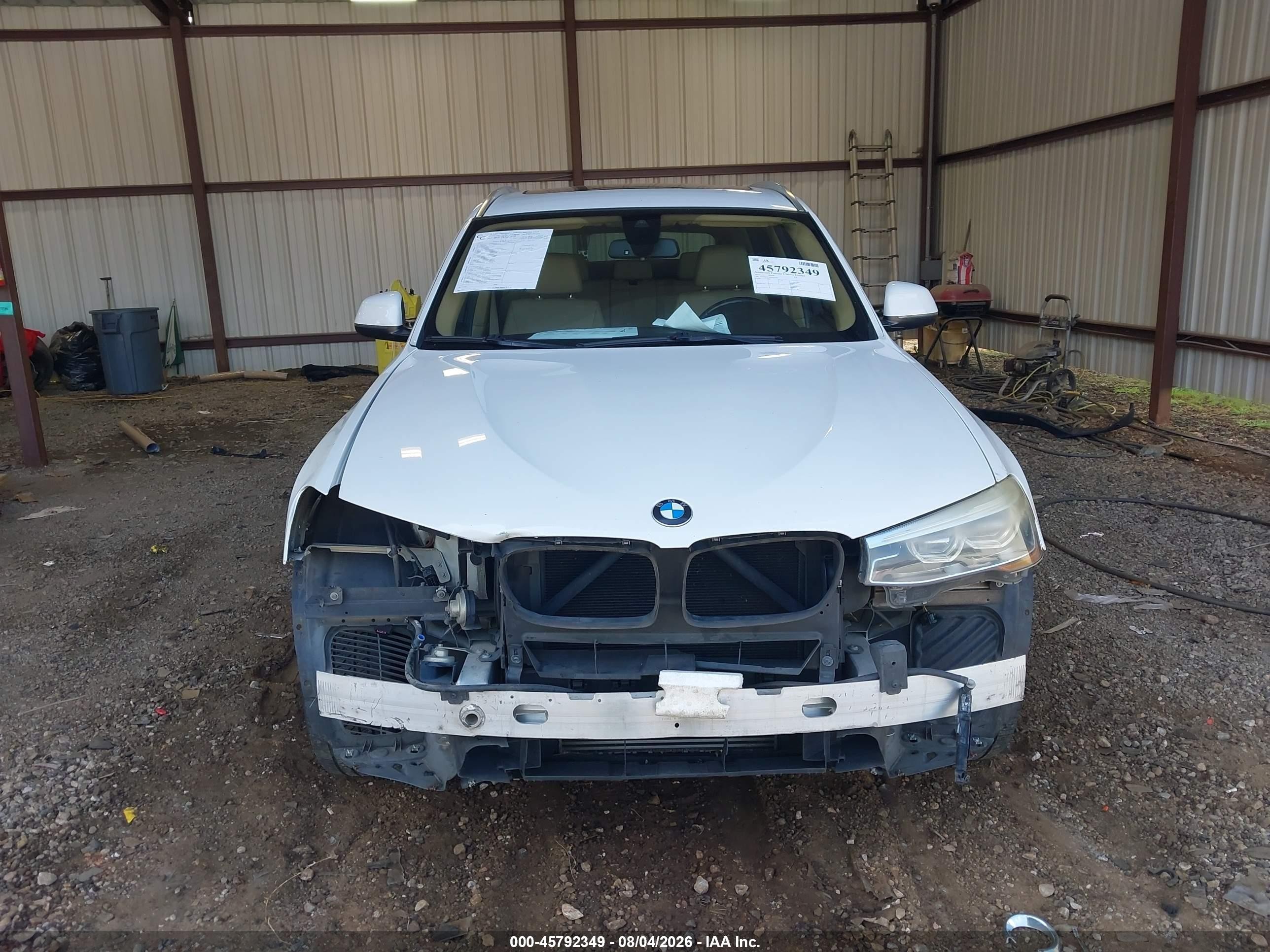 2015 Bmw X3 Xdrive28i White vin: 5UXWX9C58F0D52383