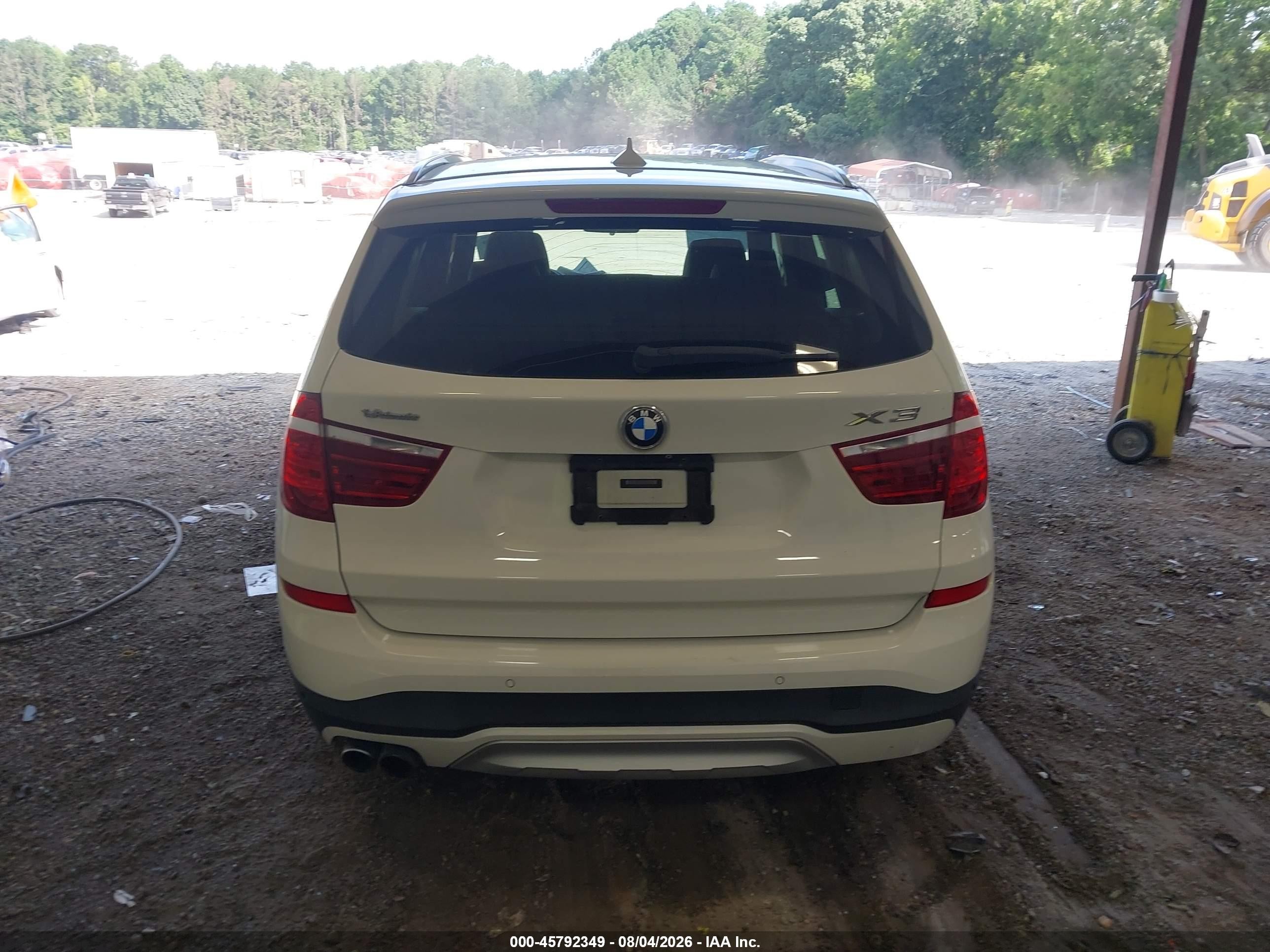 2015 Bmw X3 Xdrive28i White vin: 5UXWX9C58F0D52383