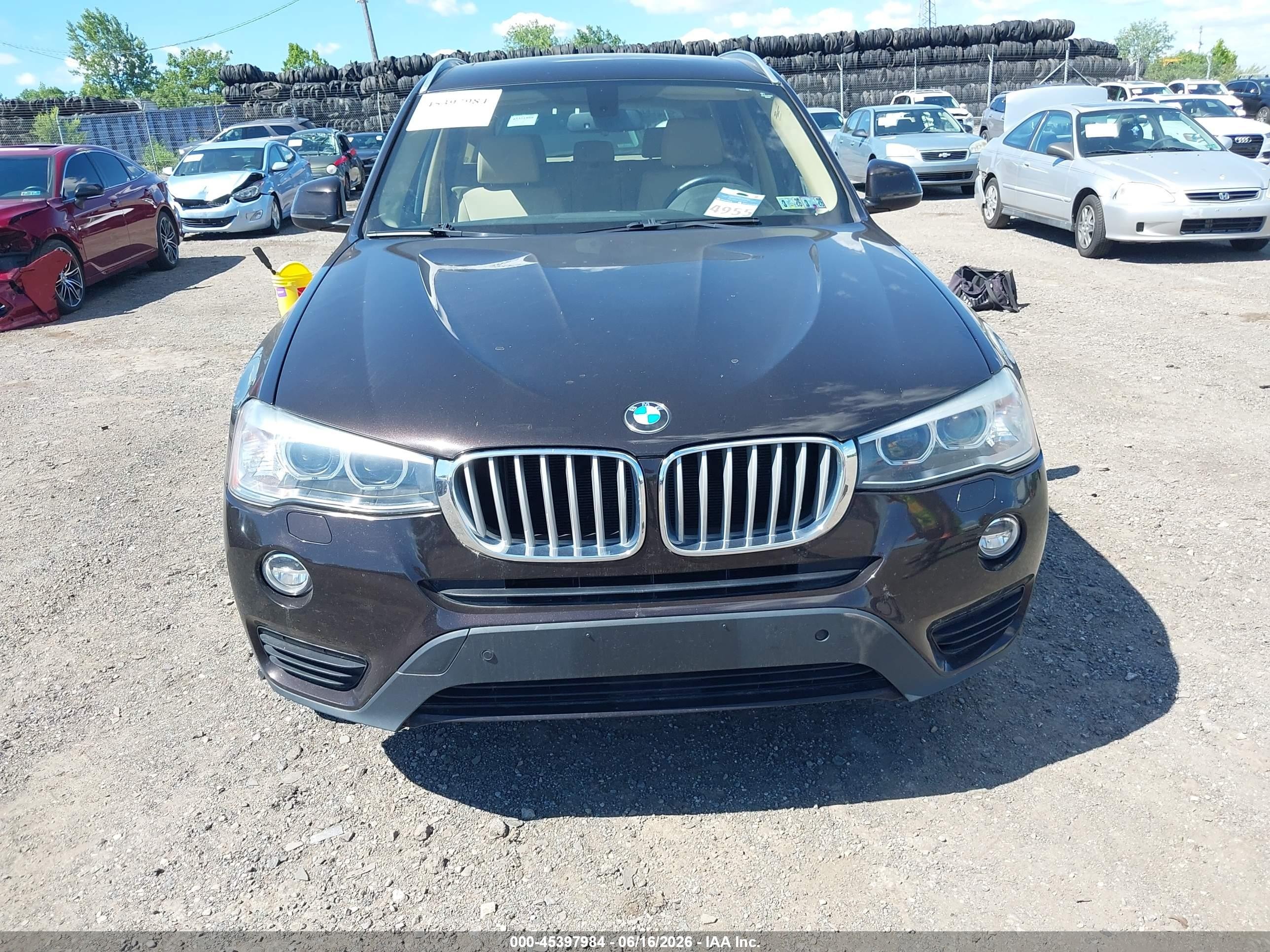 2015 Bmw X3 Xdrive28i Black vin: 5UXWX9C58F0D58703
