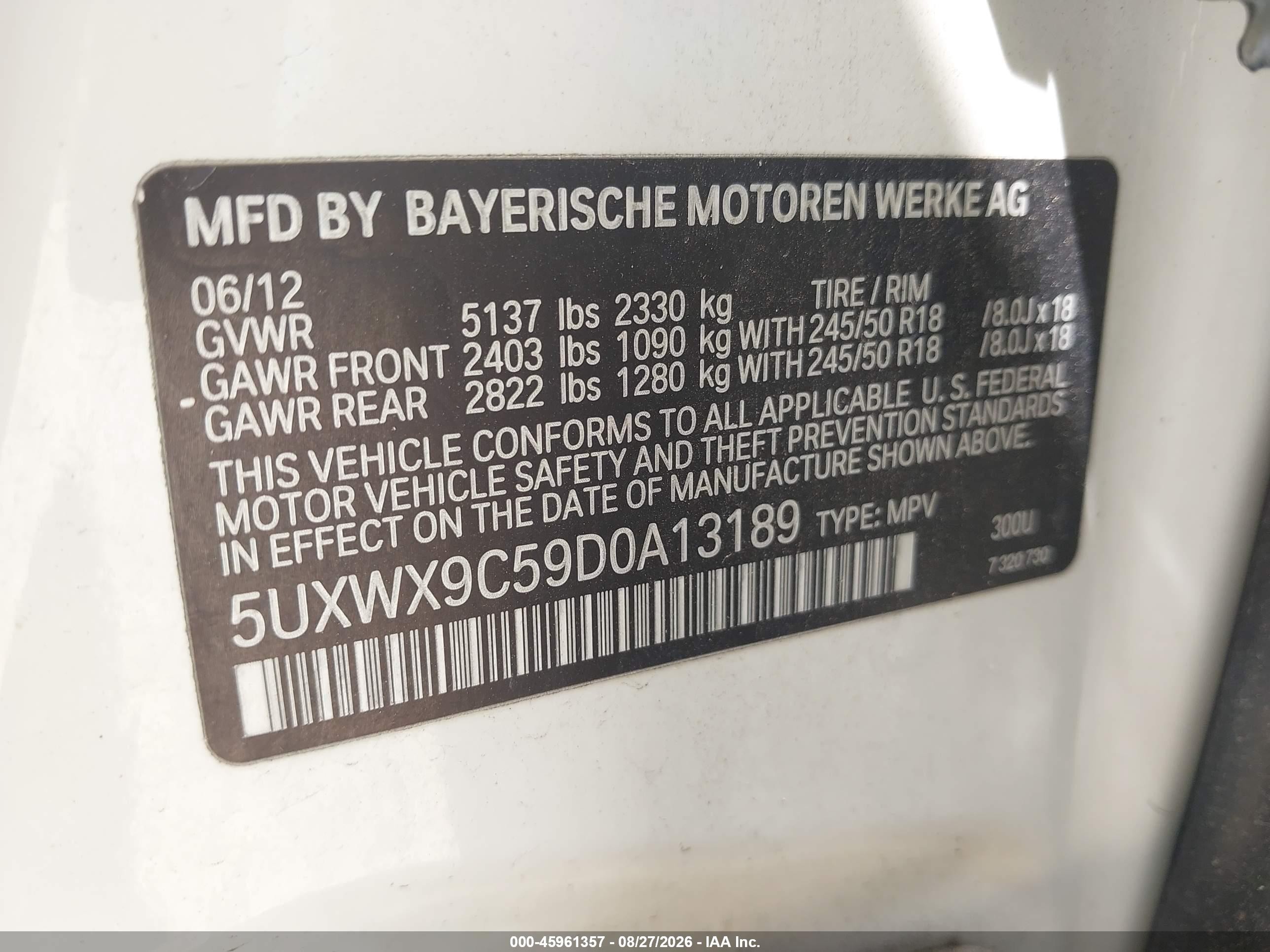 2013 Bmw X3 Xdrive28i White vin: 5UXWX9C59D0A13189