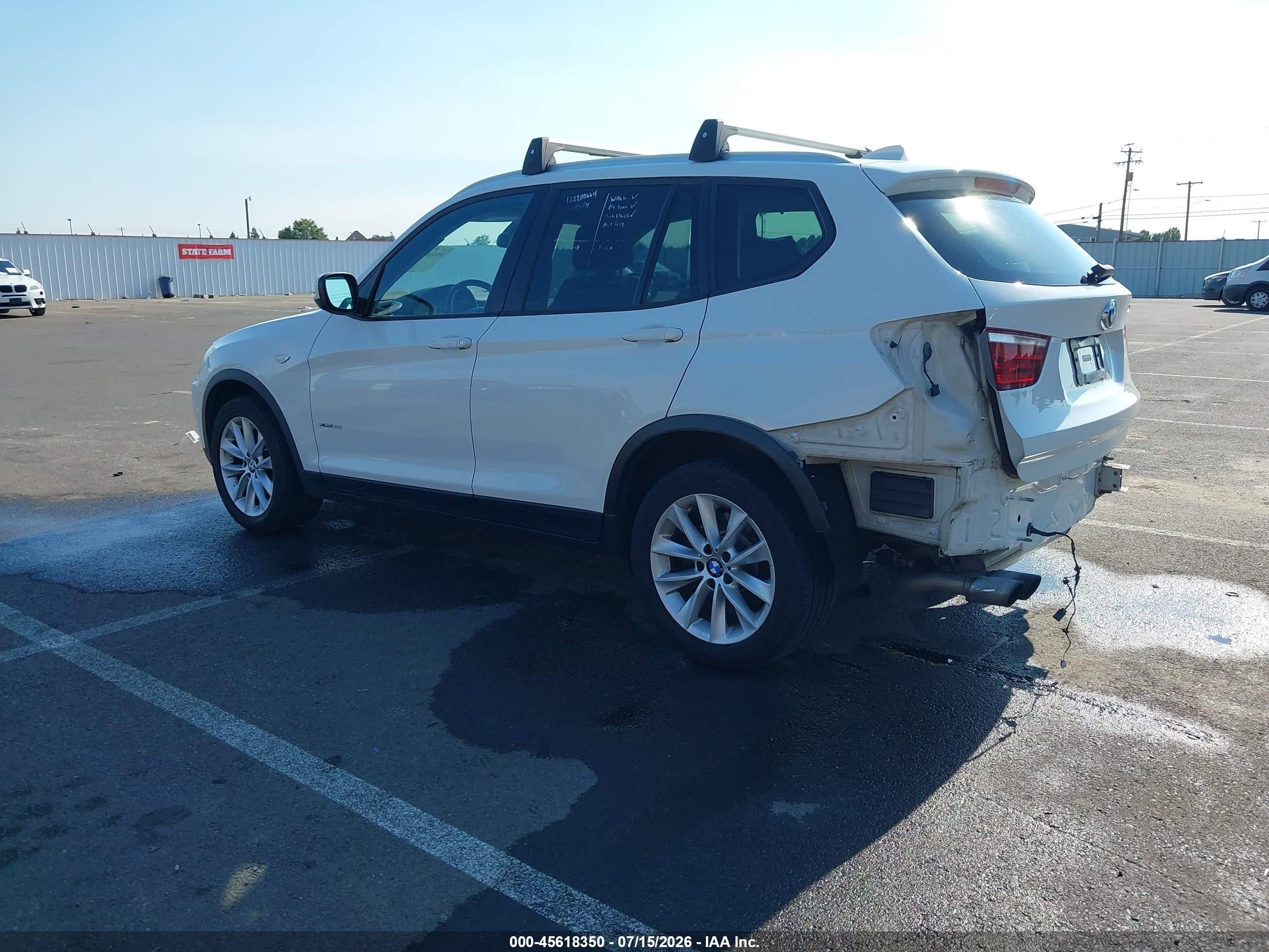2013 Bmw X3 Xdrive28i White vin: 5UXWX9C59D0A22250