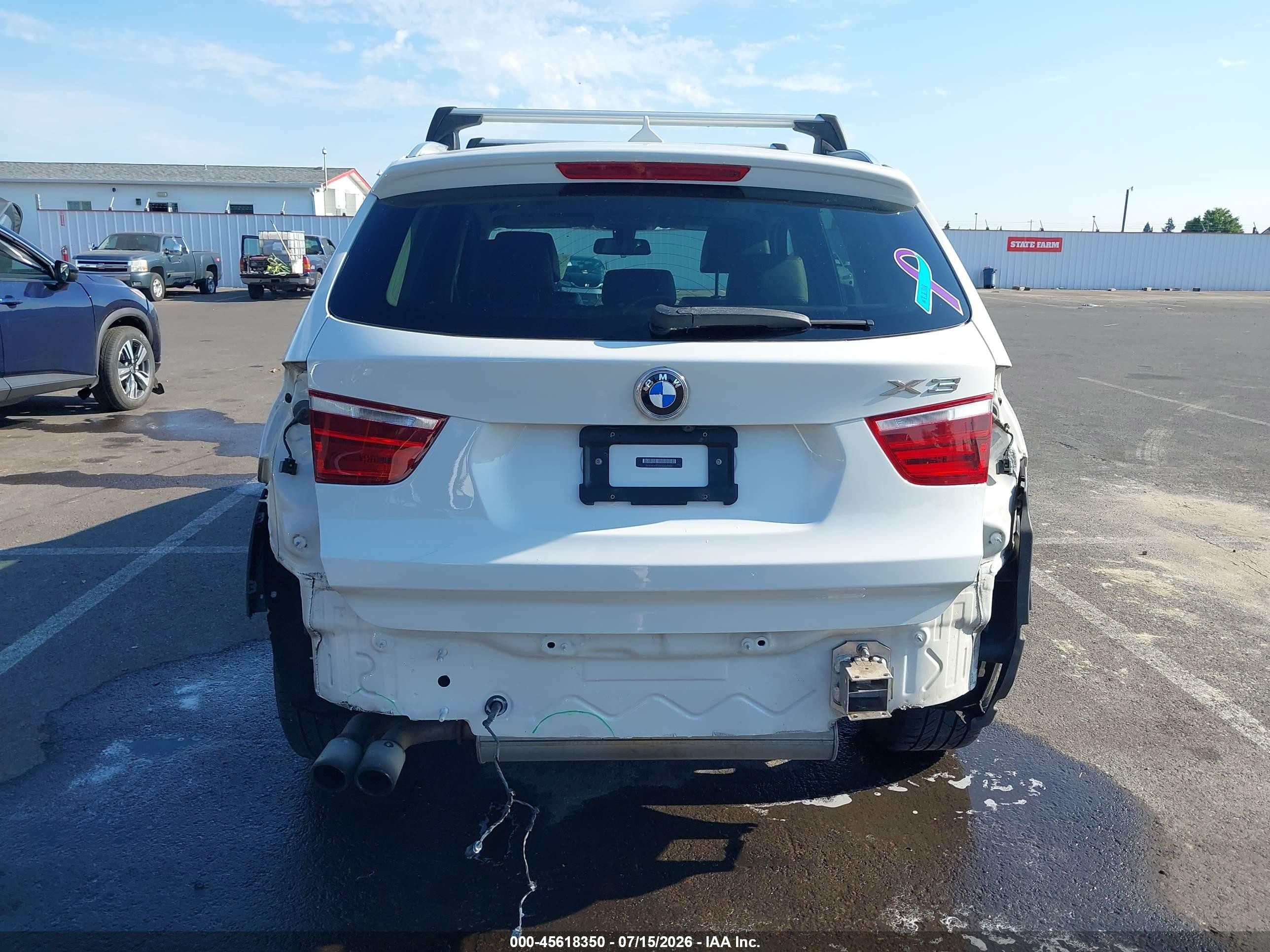 2013 Bmw X3 Xdrive28i White vin: 5UXWX9C59D0A22250