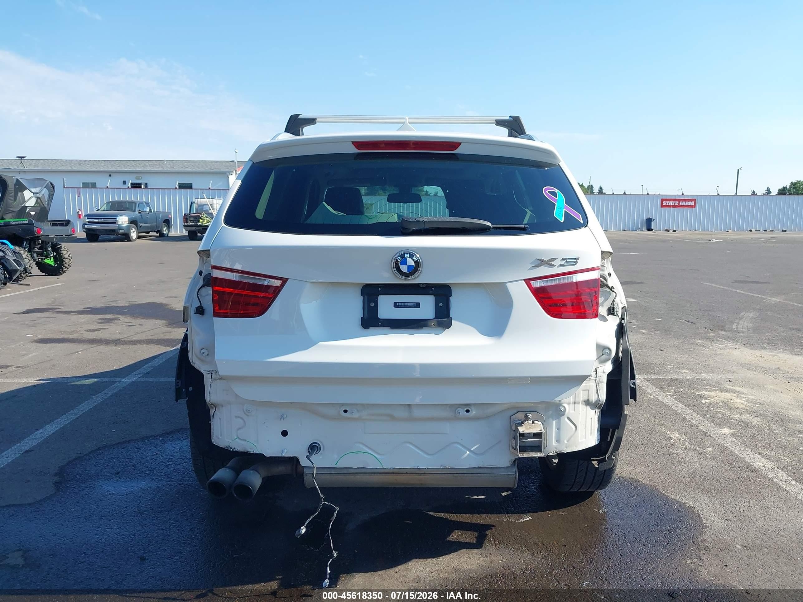 2013 Bmw X3 Xdrive28i White vin: 5UXWX9C59D0A22250