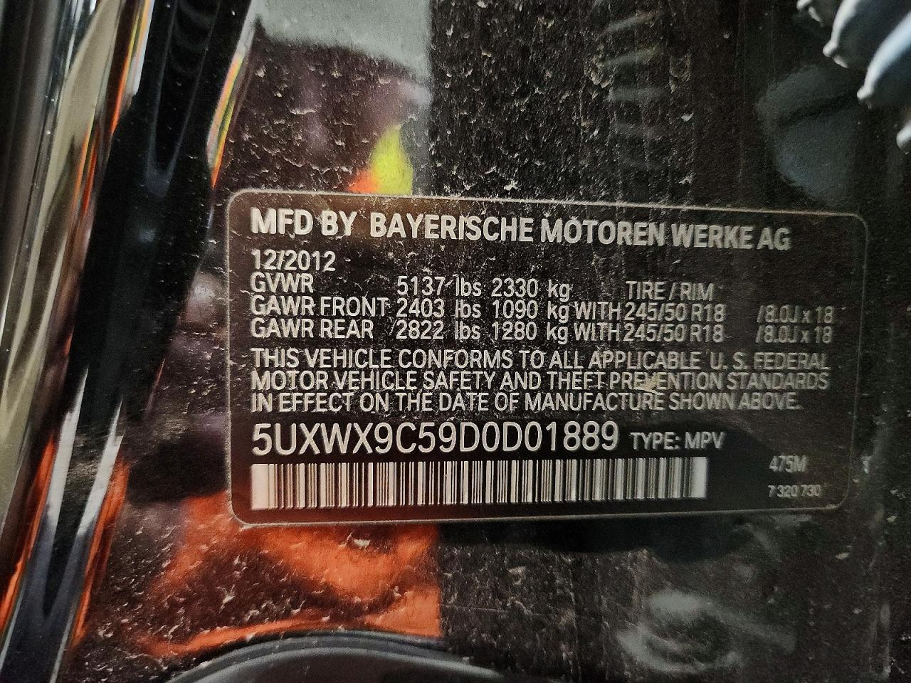 2013 Bmw X3 Xdrive28i Black vin: 5UXWX9C59D0D01889