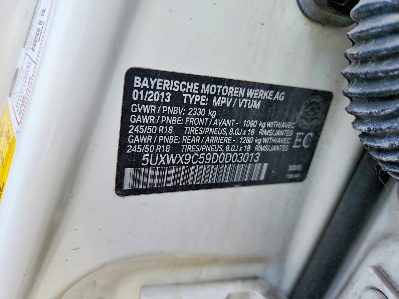 2013 Bmw X3 Xdrive28i Белый vin: 5UXWX9C59D0D03013