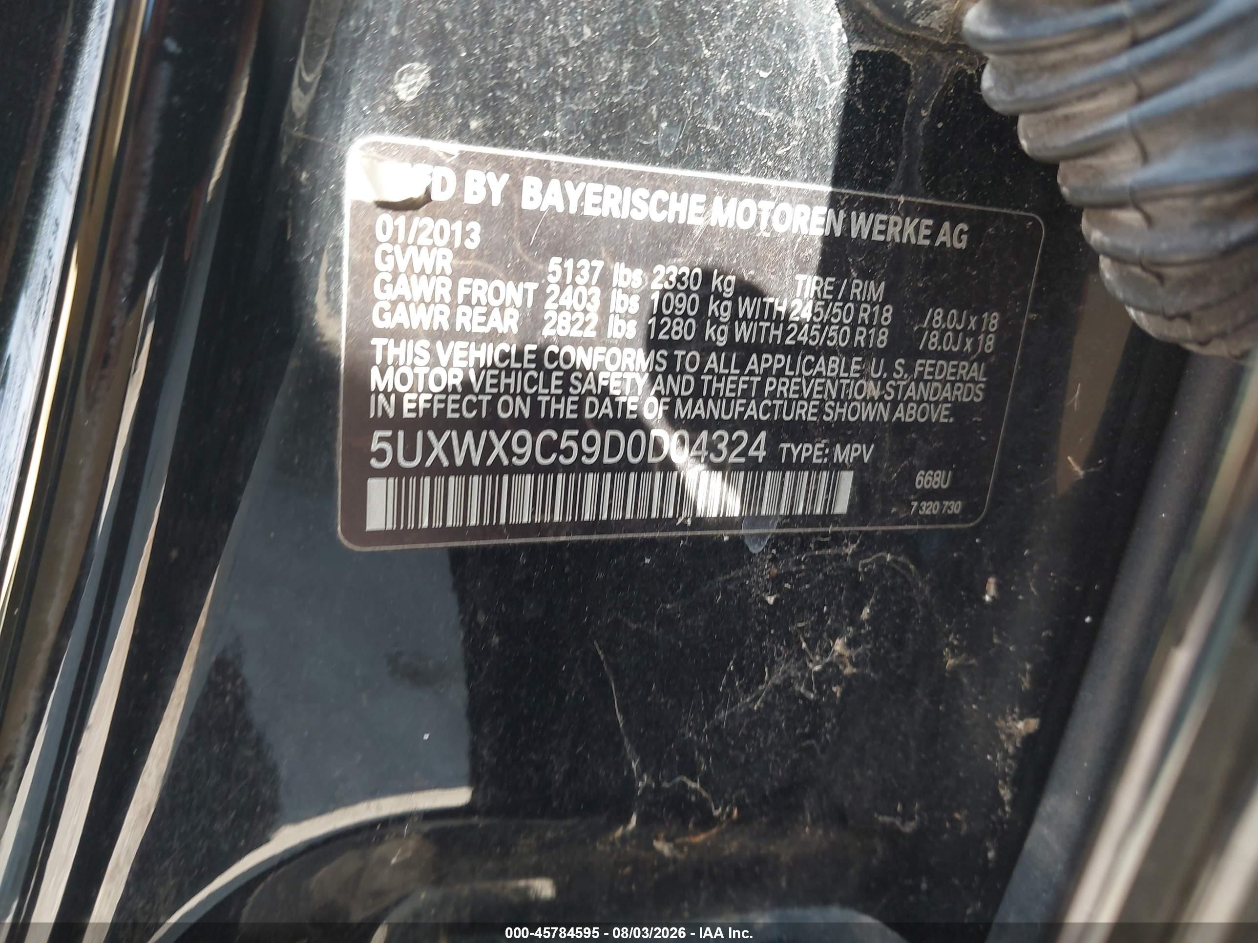 2013 Bmw X3 Xdrive28i Black vin: 5UXWX9C59D0D04324