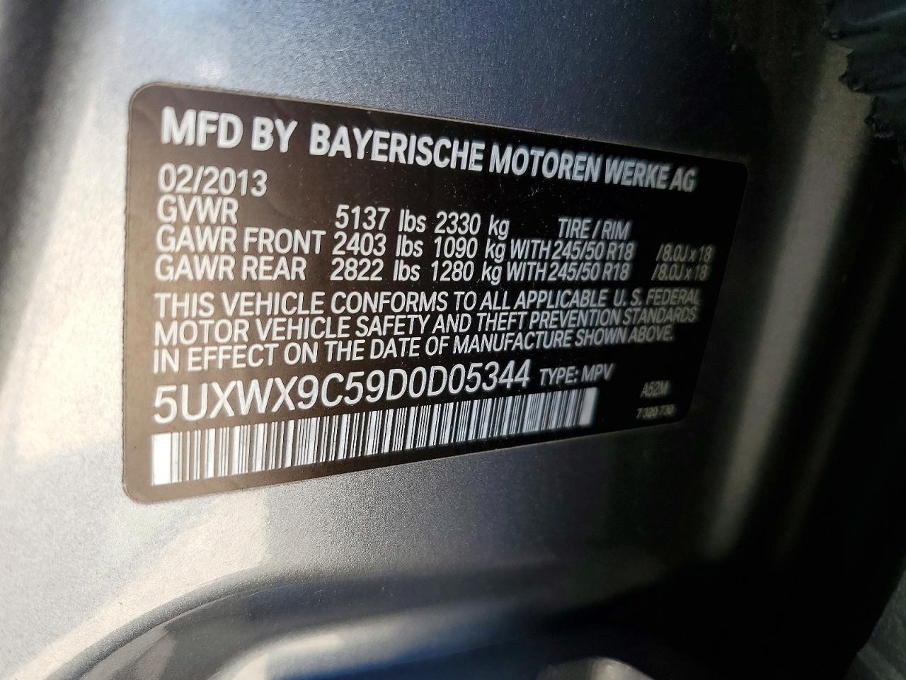 2013 Bmw X3 Xdrive28i Gray vin: 5UXWX9C59D0D05344