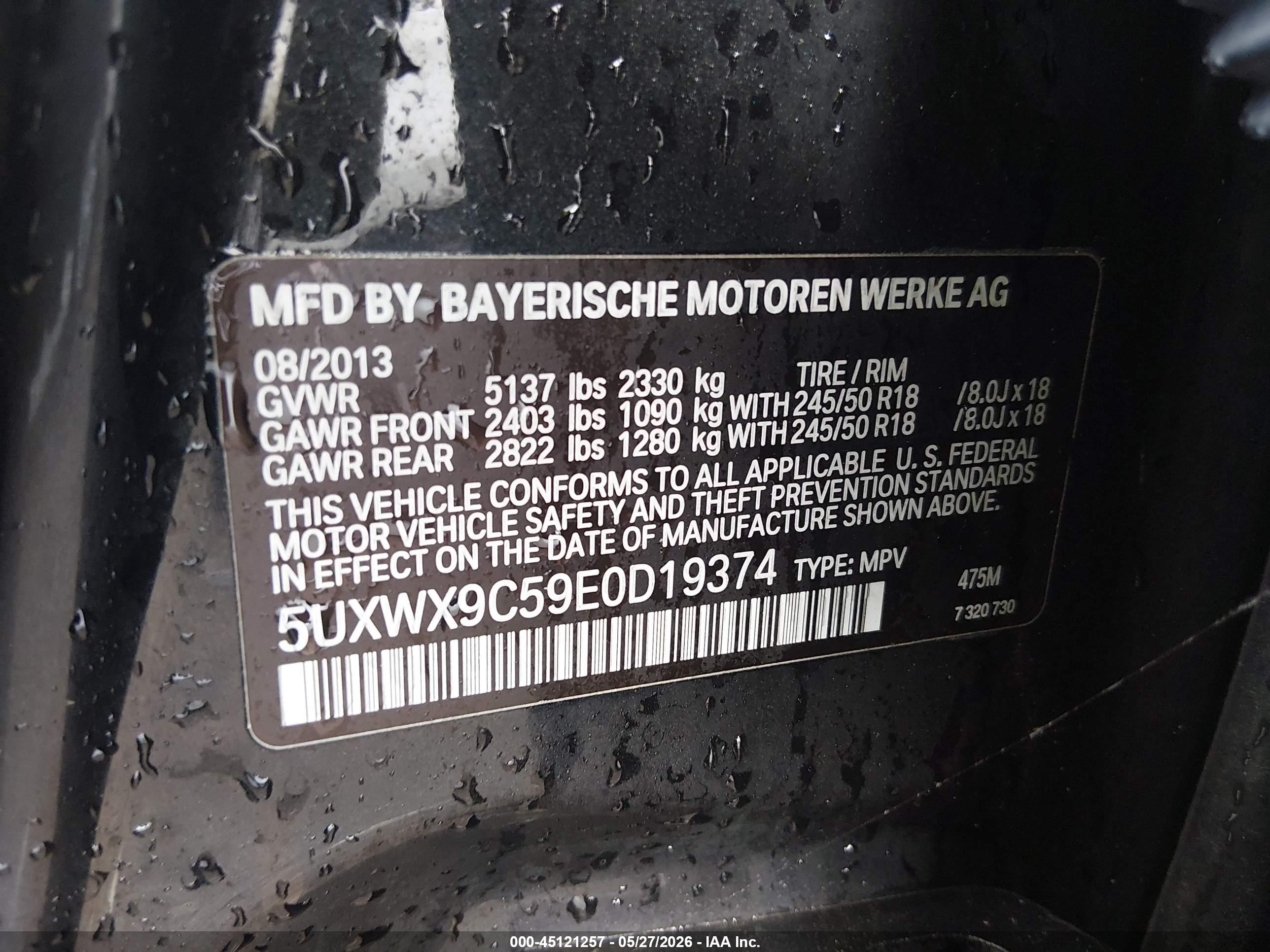 2014 Bmw X3 Xdrive28i Черный vin: 5UXWX9C59E0D19374
