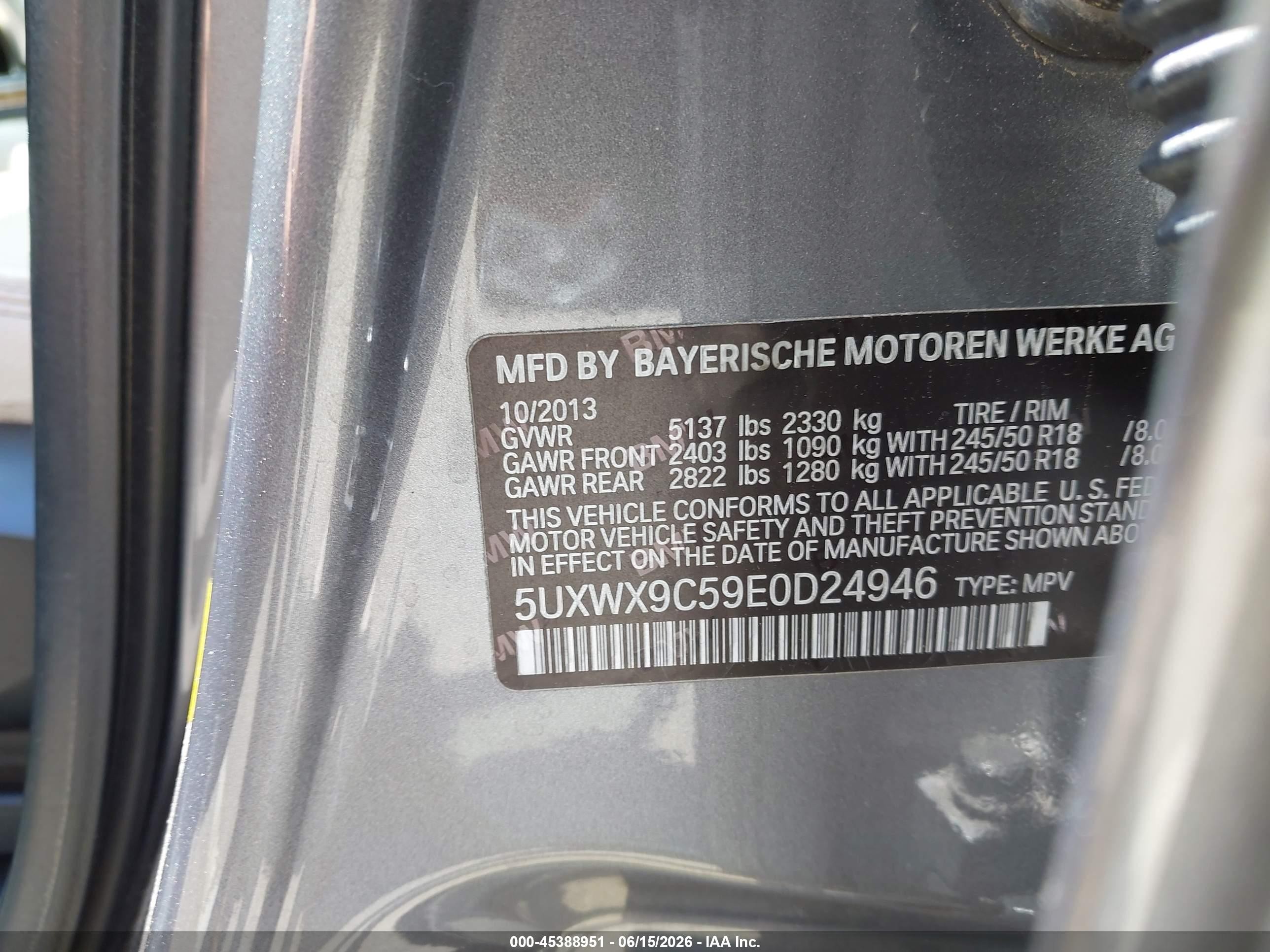2014 Bmw X3 Xdrive28i Gray vin: 5UXWX9C59E0D24946