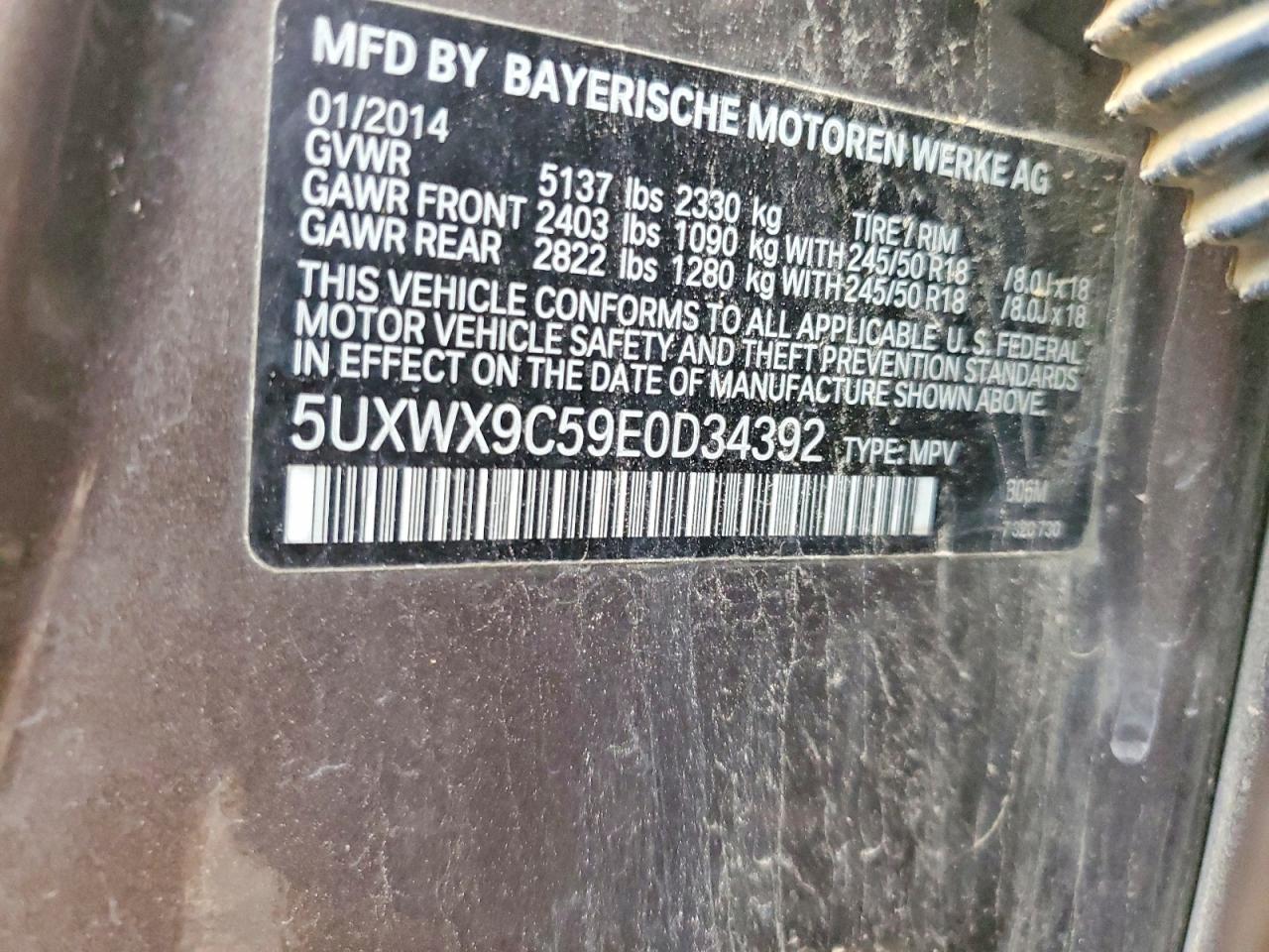 2014 Bmw X3 Xdrive28i Brown vin: 5UXWX9C59E0D34392